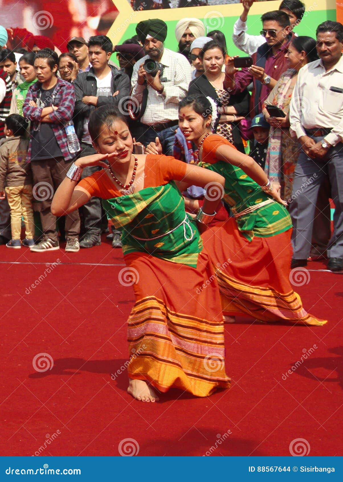 Folk Dance of Assam, India editorial stock image. Image of performed