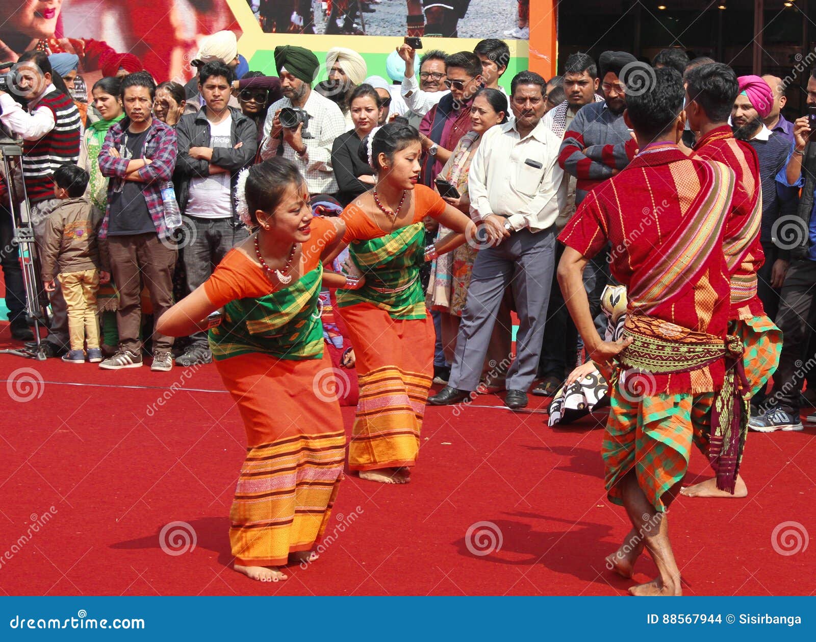Folk Dance of Assam, India editorial stock image. Image of performed