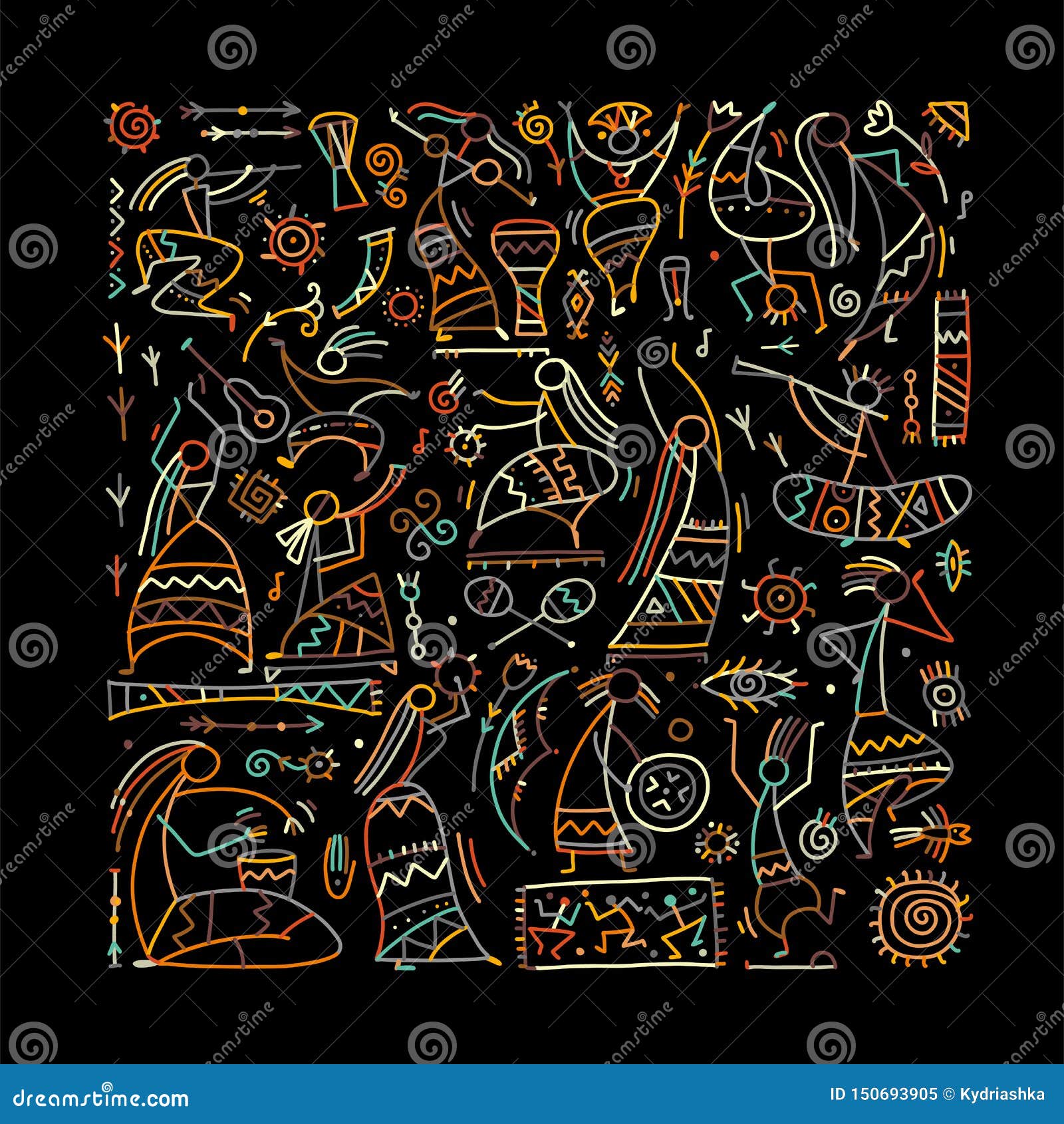 Folk Ethnic Dance Background for Your Design Stock Vector