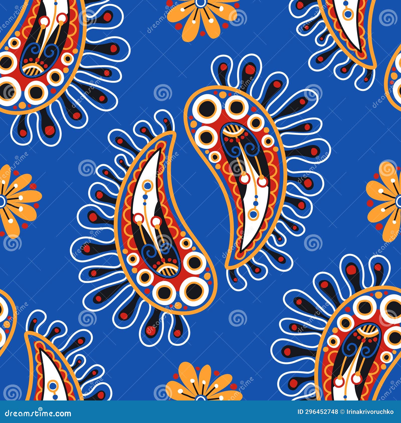 folkloric seamless pattern with paisley indian cucumber, nature inspired  