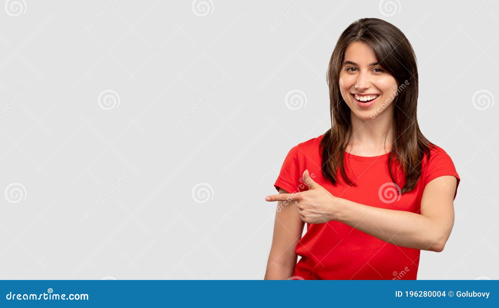 Follow Gesture Inviting Sign Happy Woman Stock Photo - Image of neutral