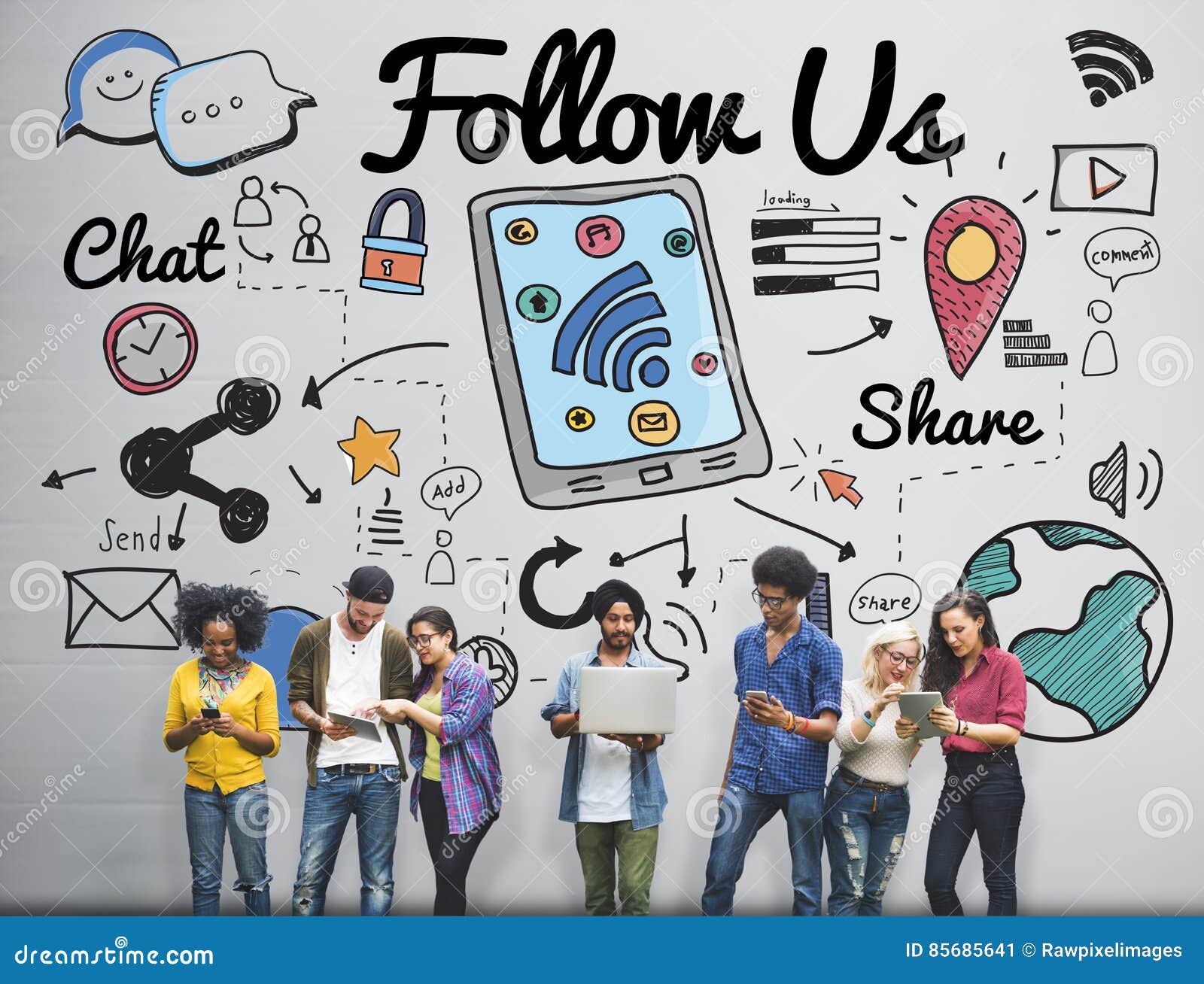 follow us follower join us social media concept