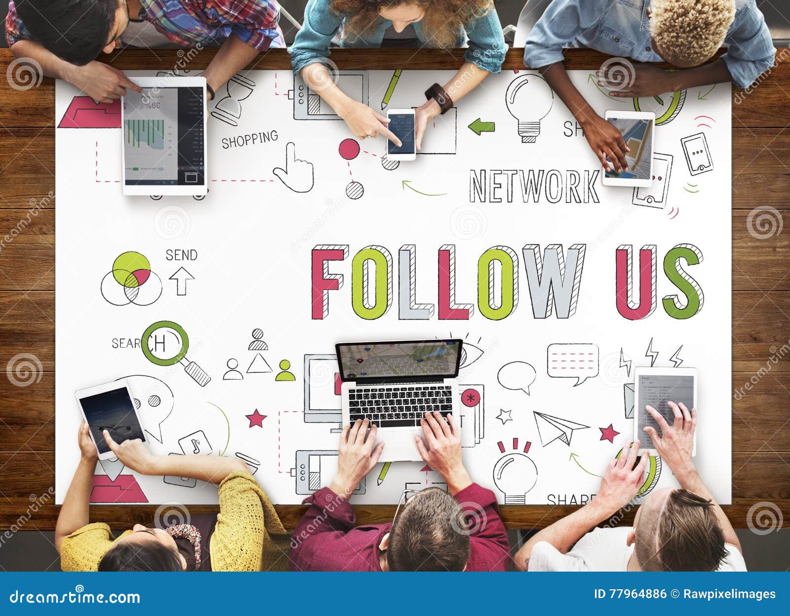 follow us social network connect social media concept