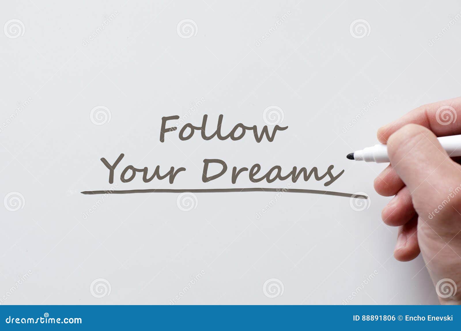 Follow Your Dreams Written on Whiteboard Stock Photo Image of