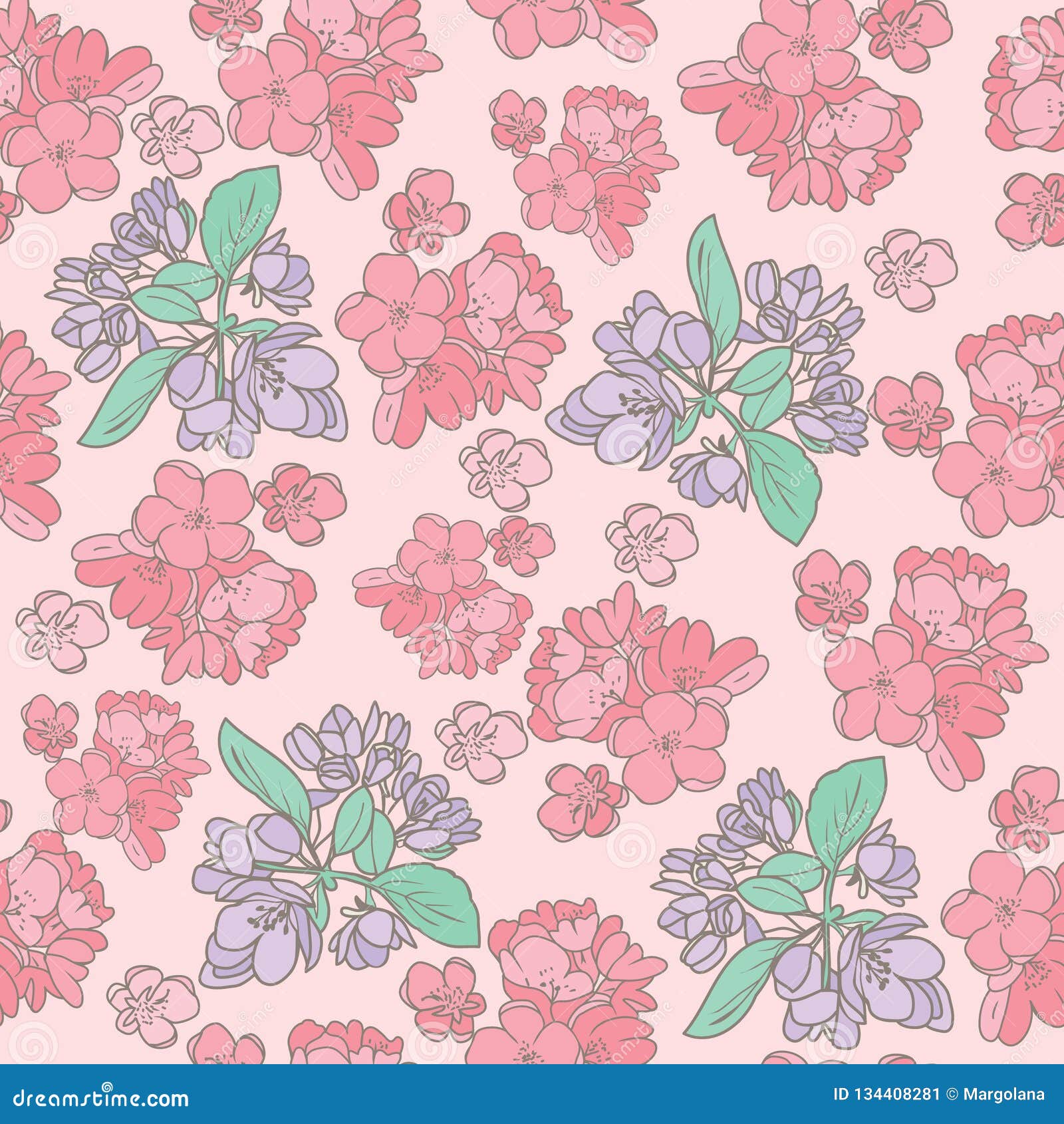 Fond De Cerises De Fleurs De Fleur De Rose De Vecteur