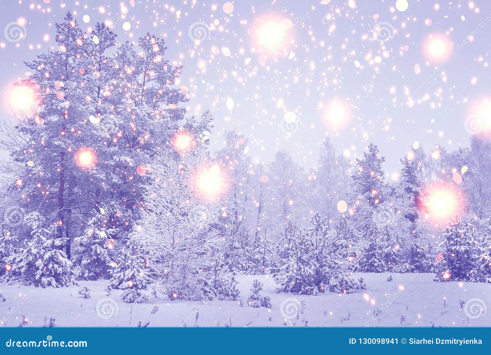 Fond De Vacances De Noël Nature De L'hiver Lumières Magiques