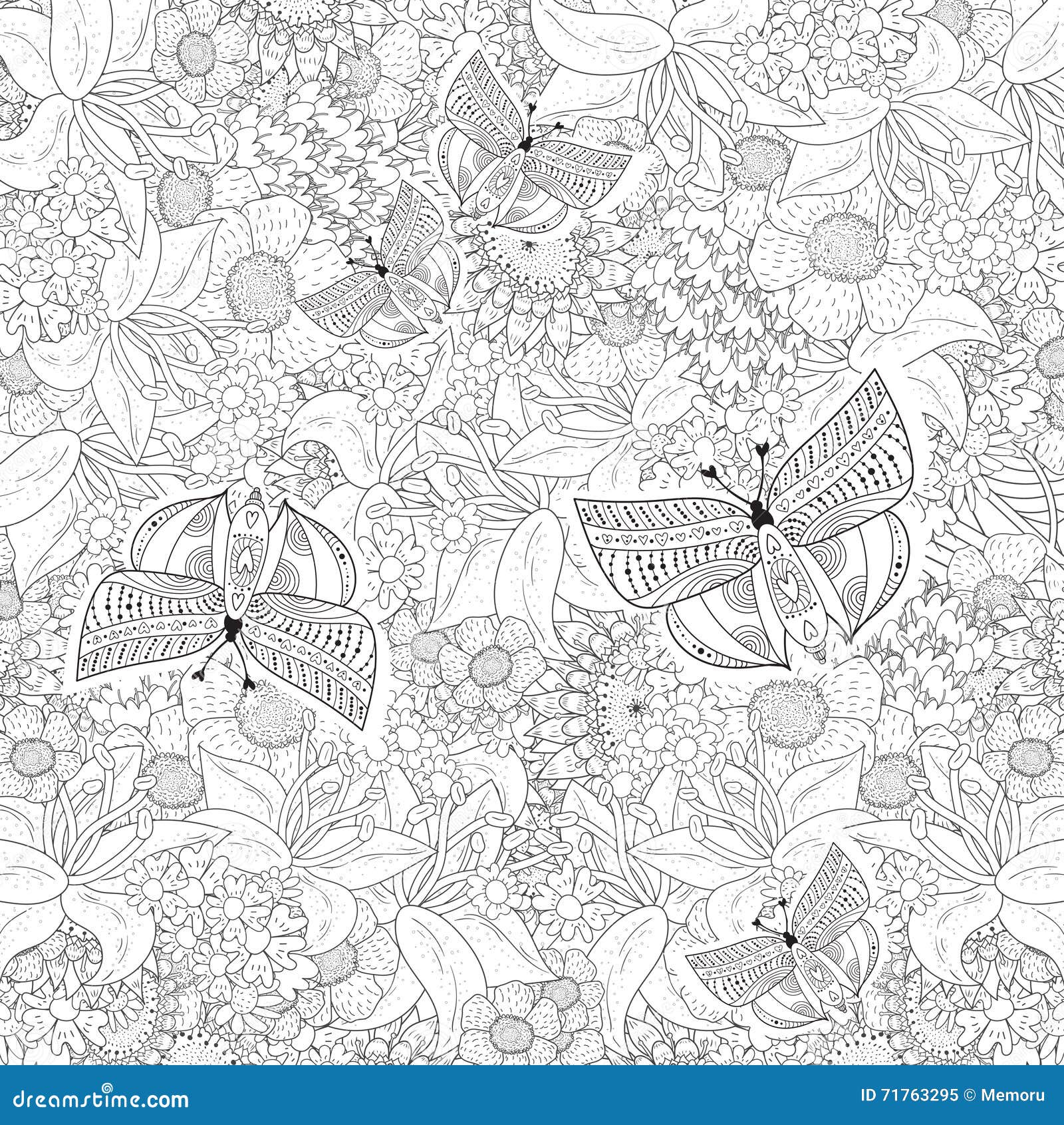 Fond Floral Tiré Par La Main De Vecteur Pour Livre De Coloriage Adulte Illustration de Vecteur