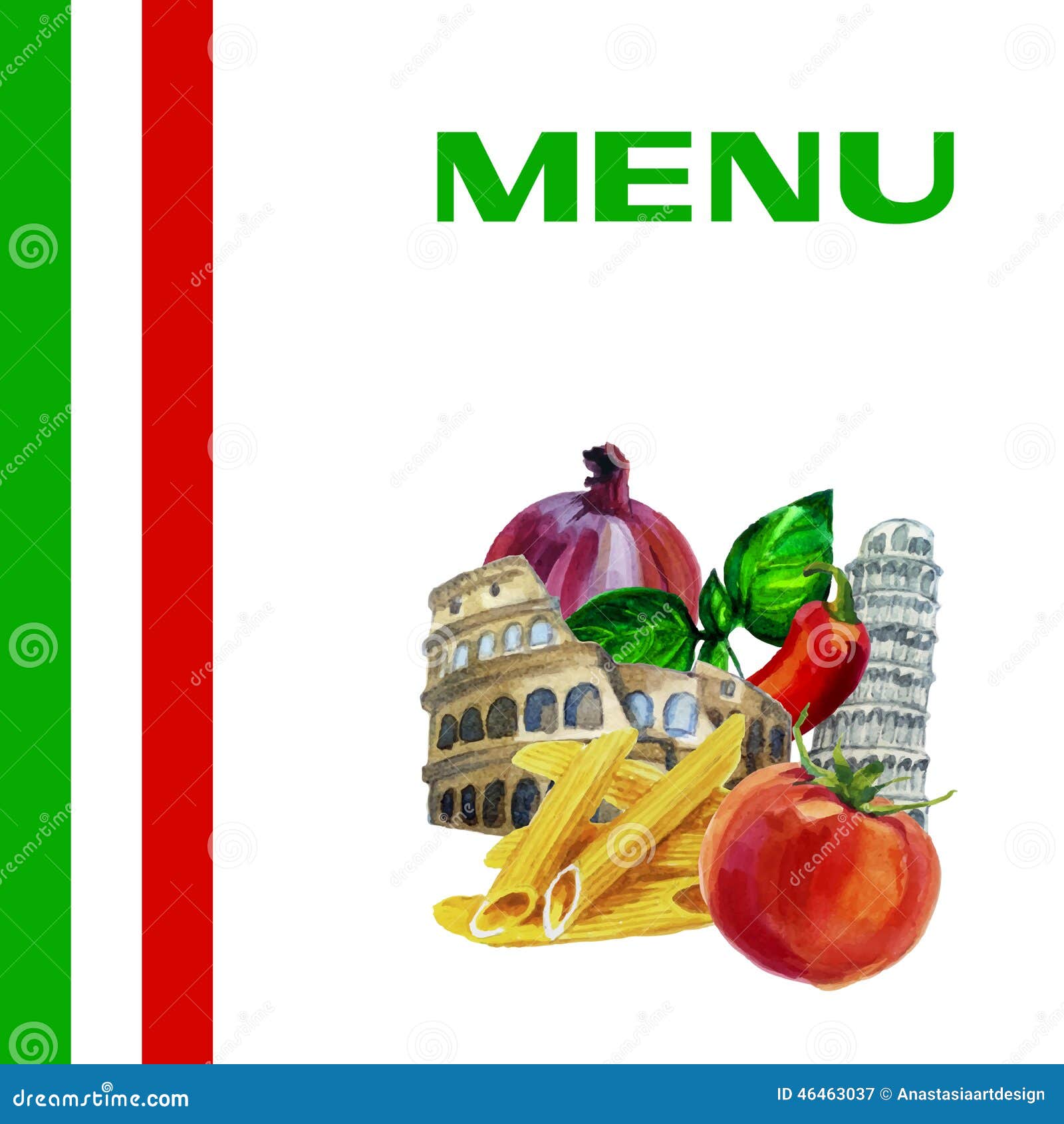 Fond Italien  De Conception De Menu  De Cuisine Illustration 