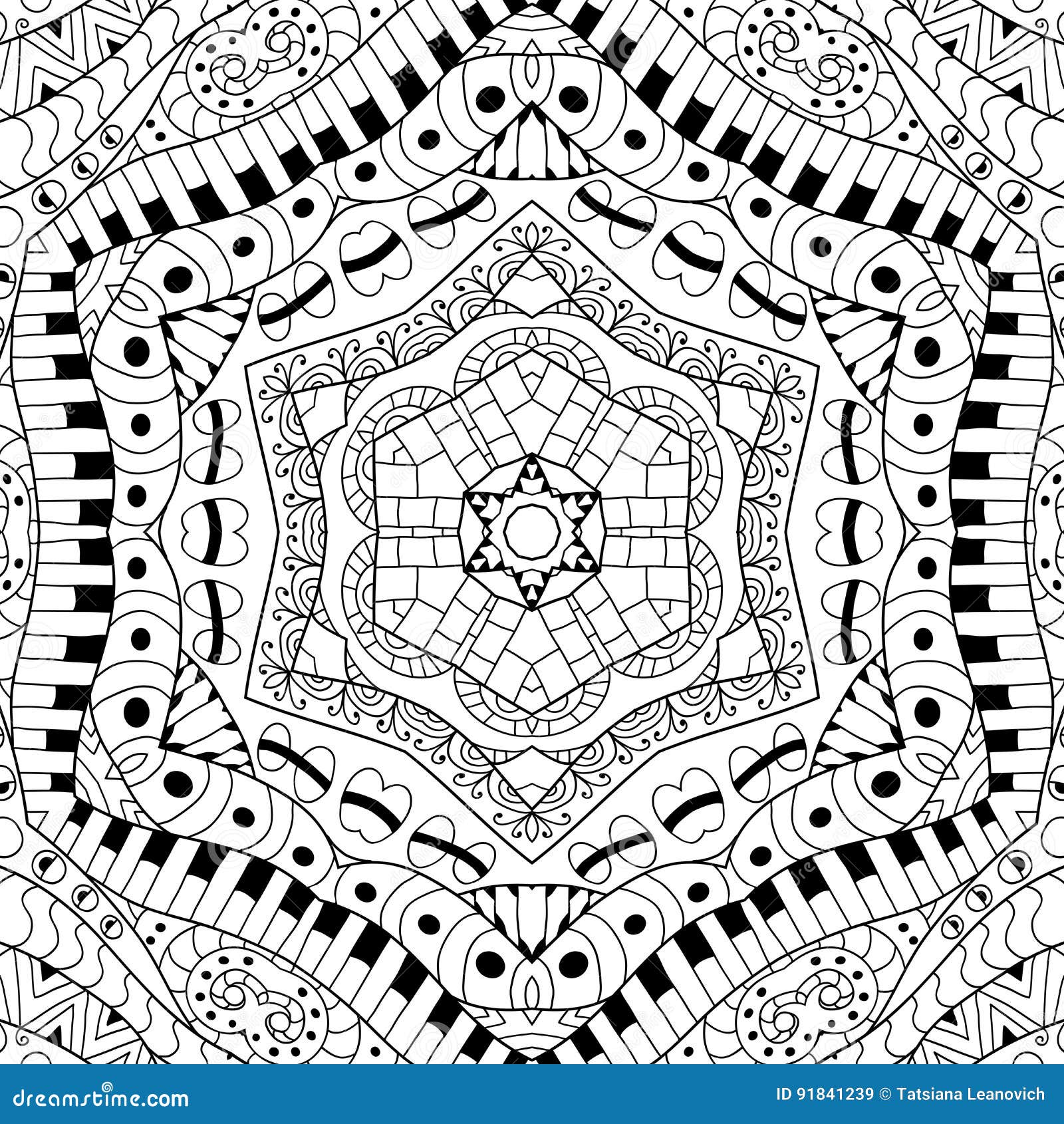 Fond noir et blanc de découpe Mod¨le ethnique ornemental Page de livre de coloriage pour l anti effort adulte