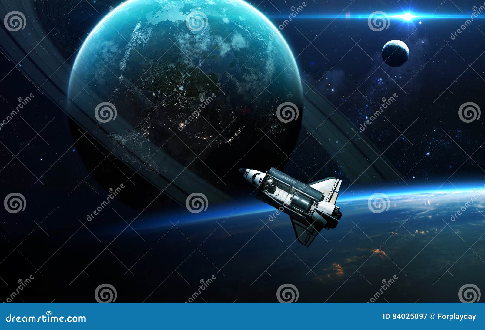 Fond scientifique abstrait - planètes en espace, nébuleuse et étoiles Éléments de cette image meublés par la NASA de la NASA gouv