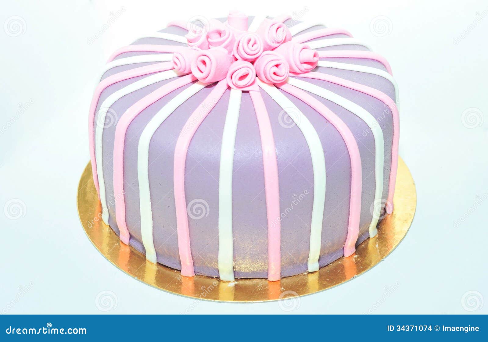 Fondant Cake With Roses On White Stock Photo Image Of Cooked Delicacy