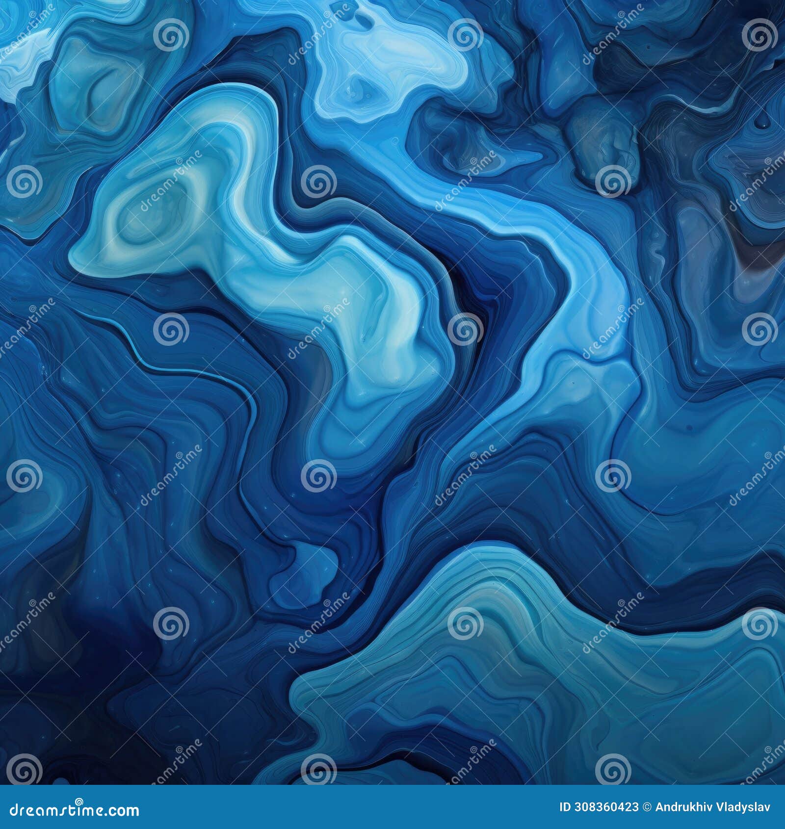 fondo abstracto con formas sinuosas y textura de piedra liquida de tonos azules