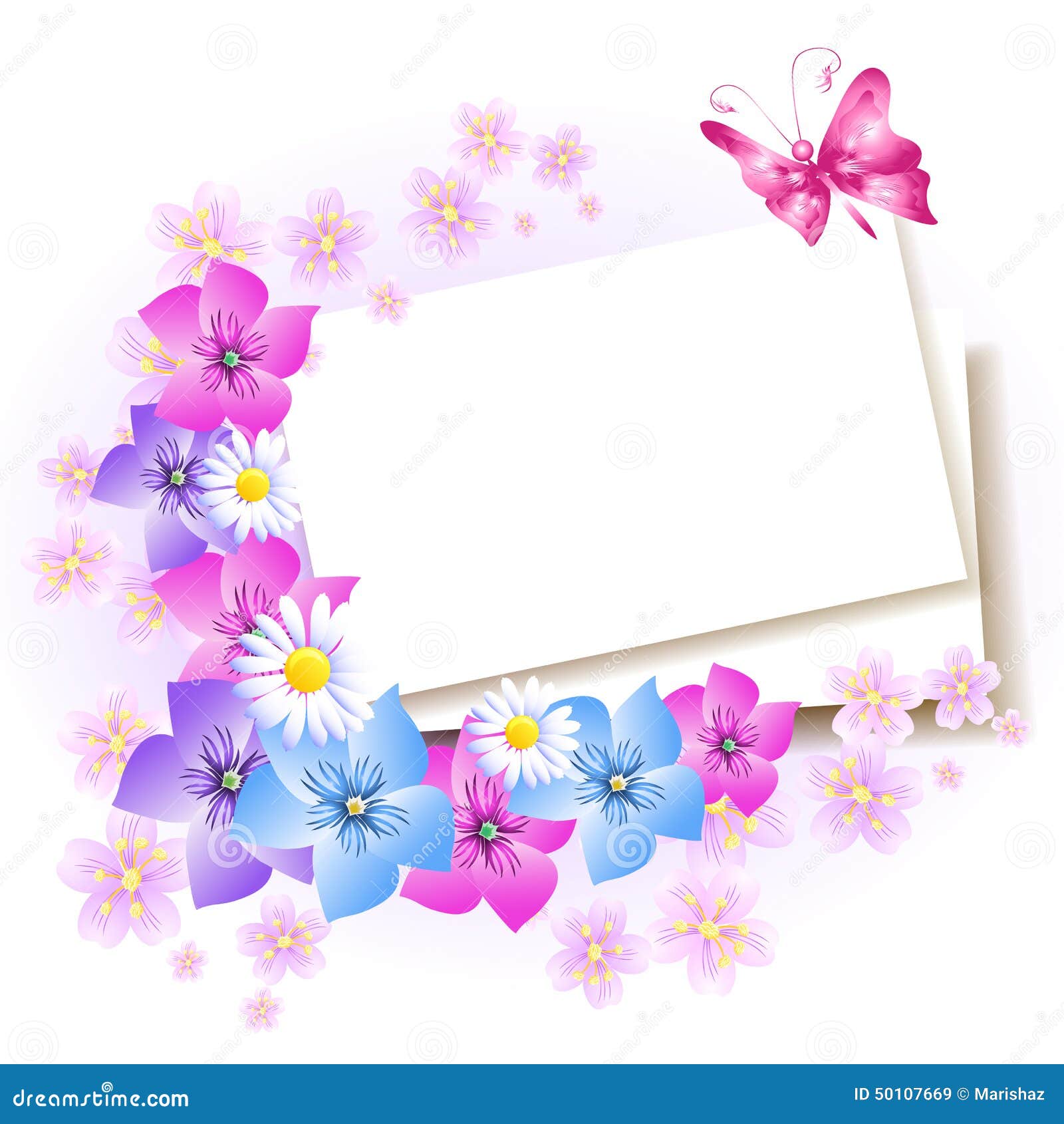 Fondo Con El Papel Y Las Flores Ilustración del Vector - Ilustración de  agraciado, saludos: 50107669