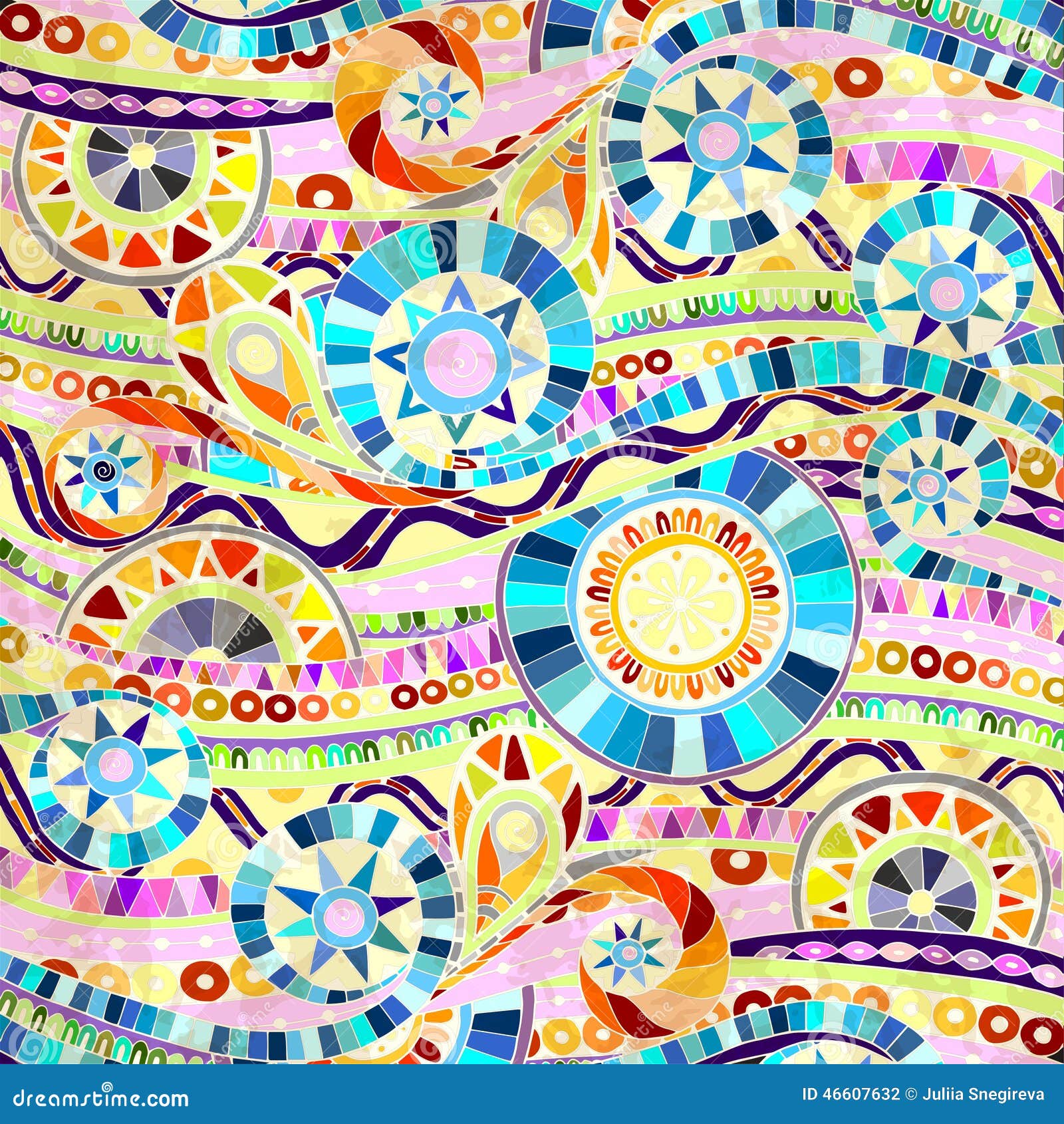 Fondo con los elementos geométricos del mosaico. Fondo abstracto colorido del mosaico con los elementos geométricos Modelo étnico del doddle tribal del dibujo original