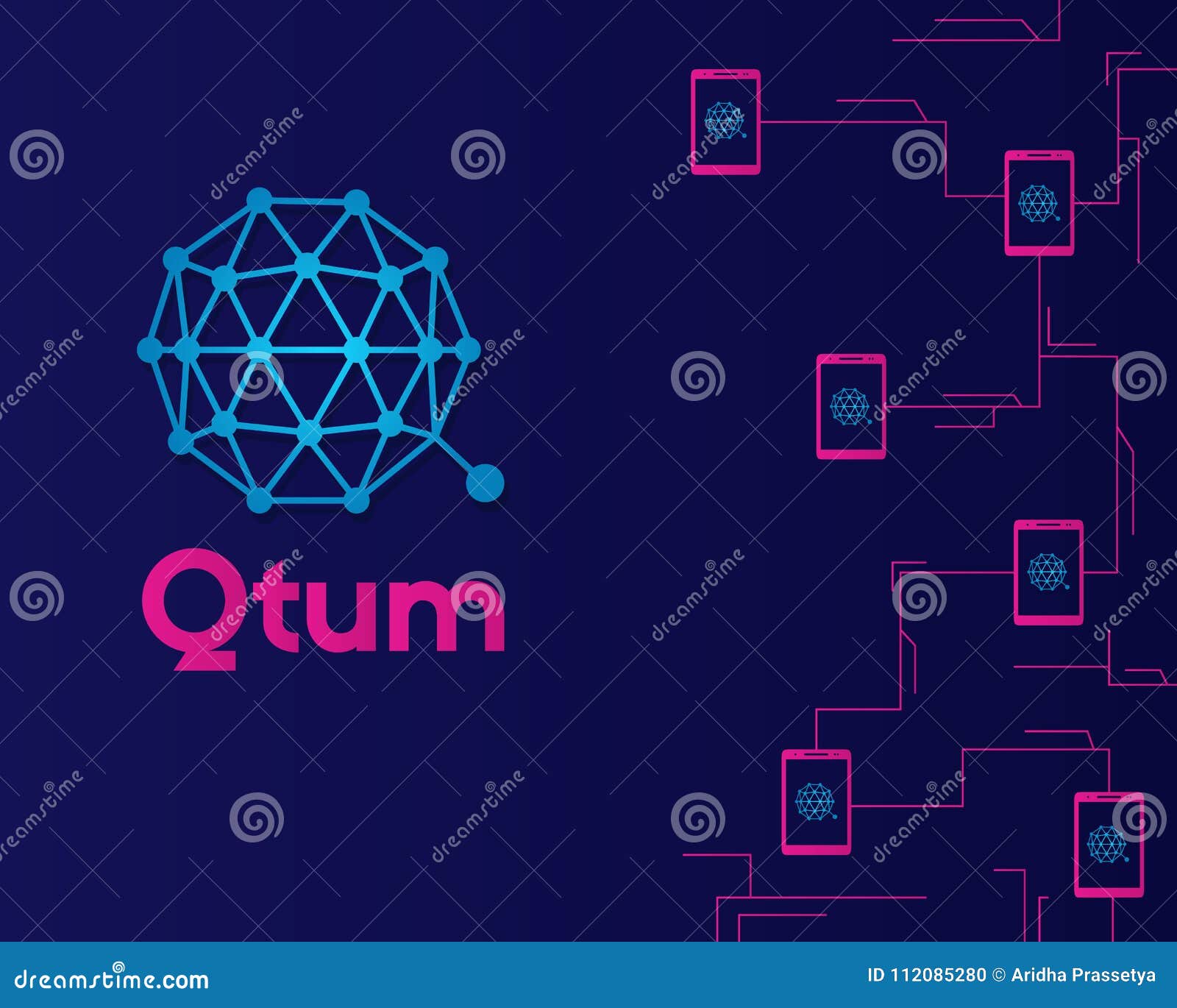 Fondo Conectado Cryptocurreny Del Blockchain De Qtum Ilustración ...
