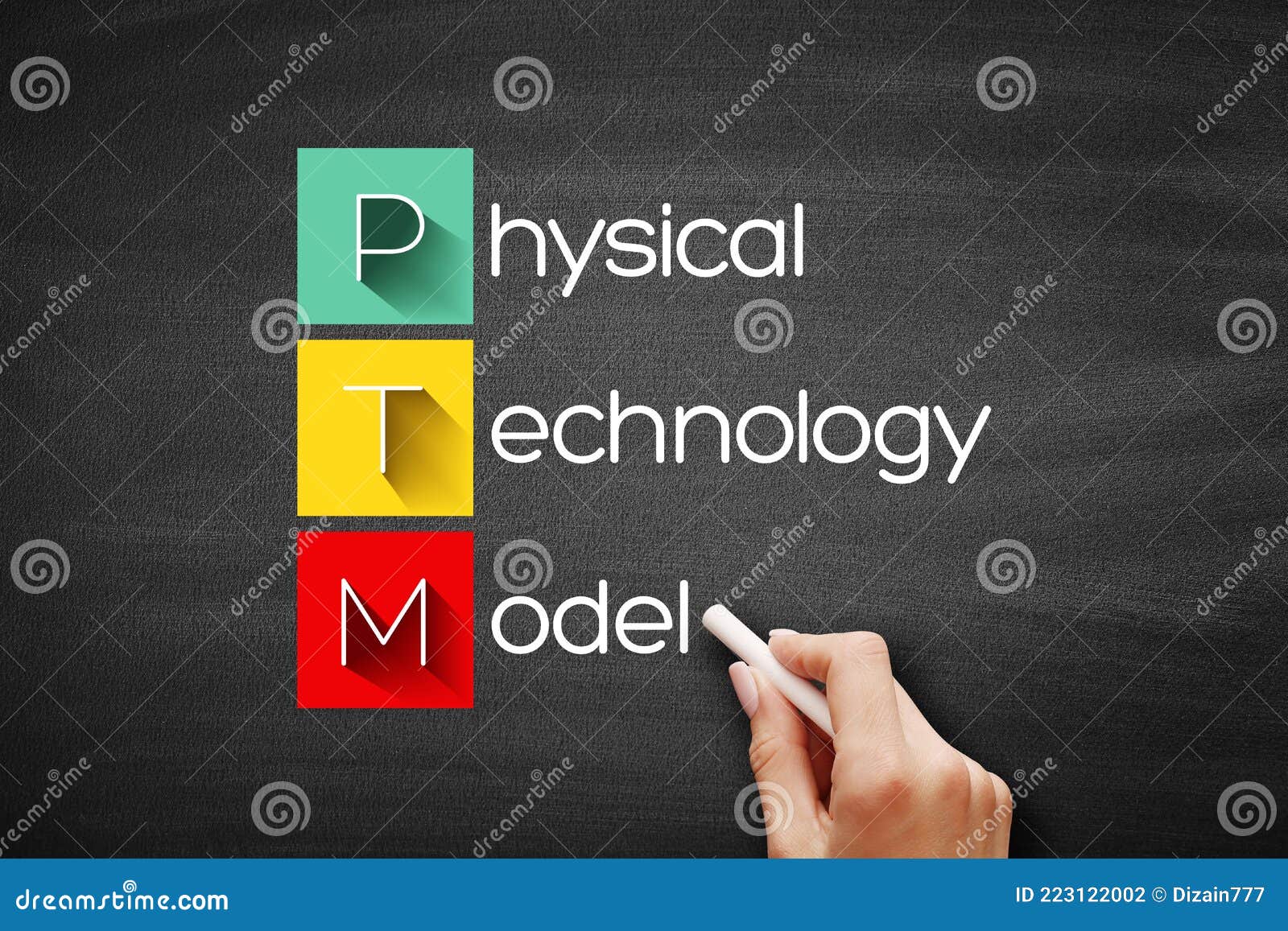 Fondo De Concepto De Modelo De Tecnología Física Ptm En La Pizarra Foto de  archivo - Imagen de modelo, mano: 223122002