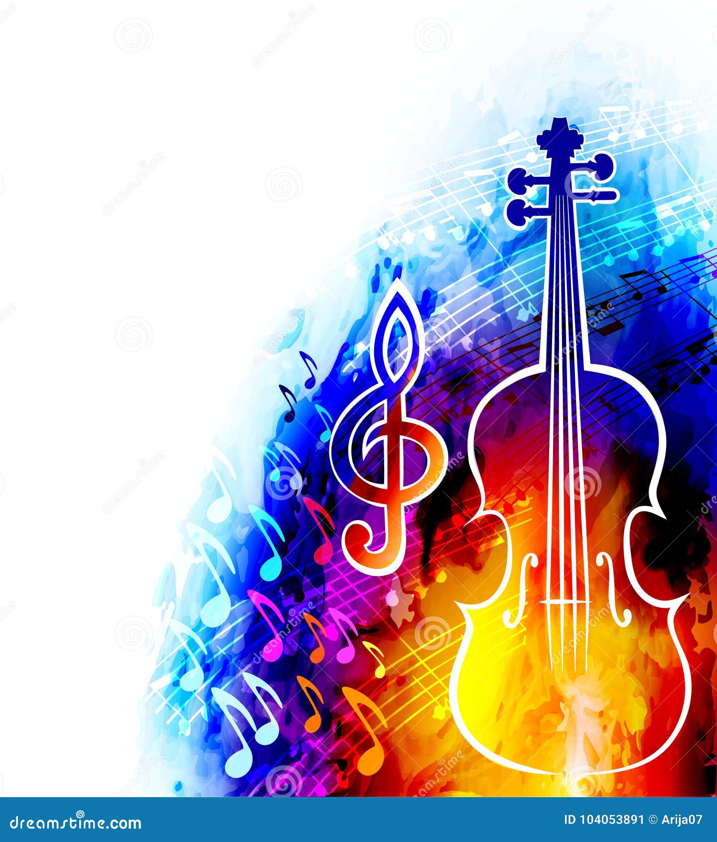 Fondo De La Música Clásica Con El Violín Y Las Notas Musicales