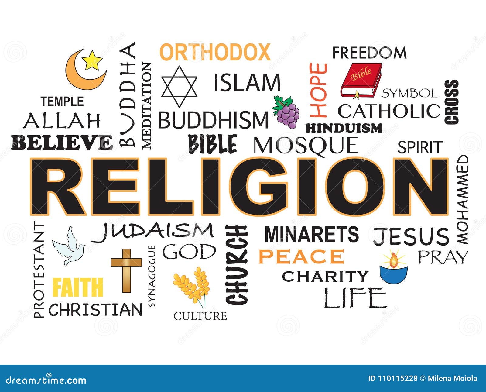 Fondo De La Palabra De La Religión Stock de ilustración Ilustración