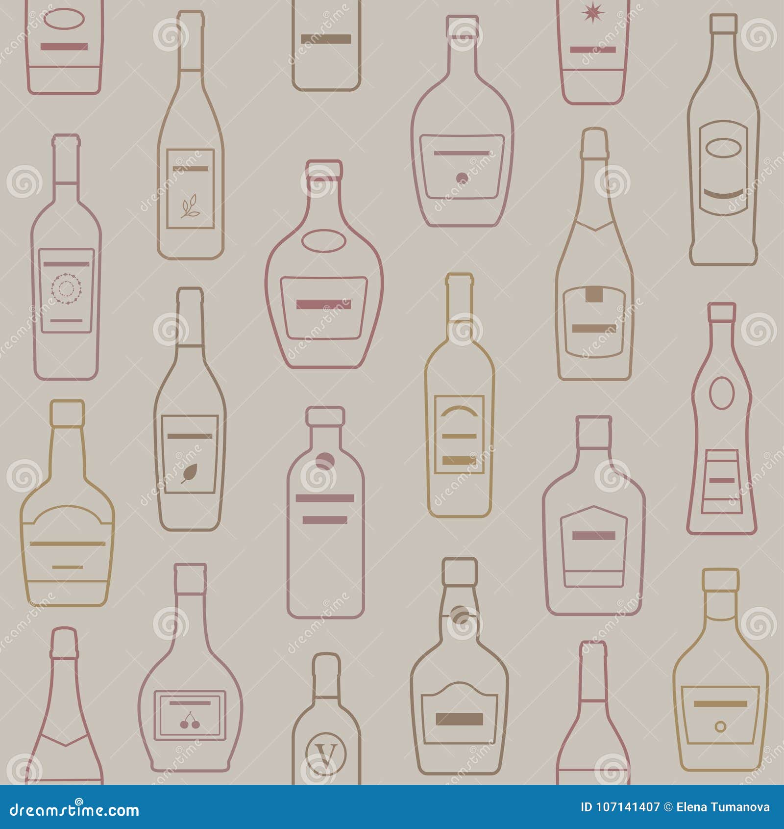 Fondo De Las Botellas Del Alcohol Modelo Inconsútil Ilustración del Vector  - Ilustración de fondo, vodka: 107141407