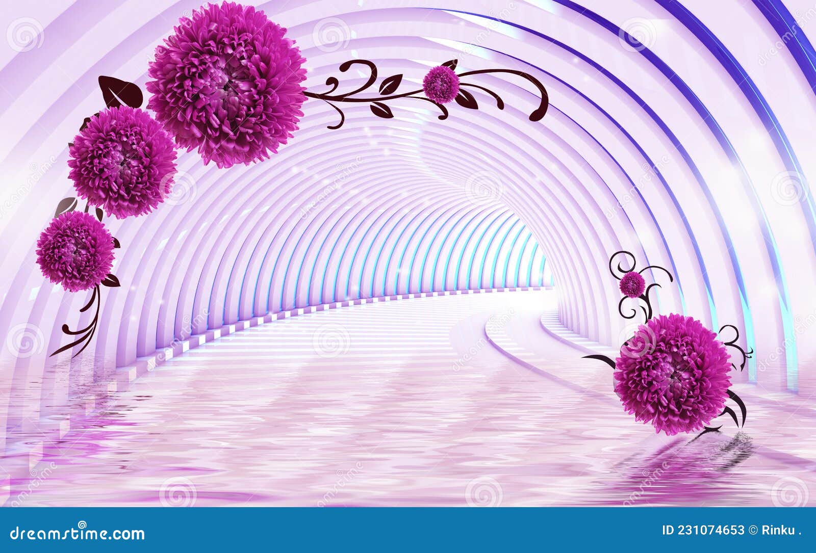 Fondo De Pantalla De Flores Moradas Hermosas. Ideas Modernas En El Diseño De  Cualquier Ilustración Interior 3d Stock de ilustración - Ilustración de  azul, hermoso: 231074653