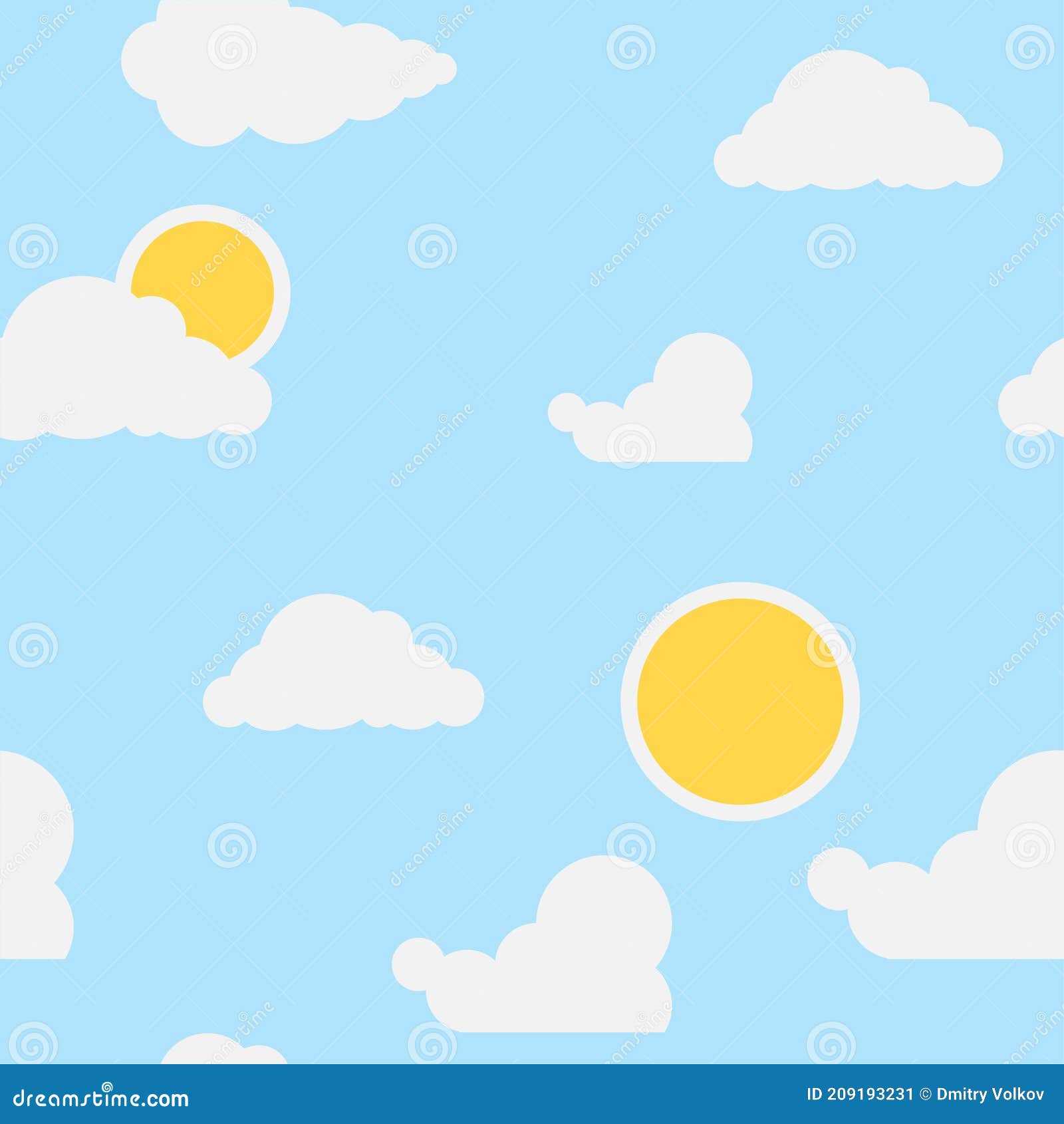 Fondo De Pantalla Para Los Niños Nubes De La Habitación Y Sol Sobre Un Fondo  Azul. Fondo De Pantalla Transparente Para El Vivero. Ilustración del Vector  - Ilustración de vivero, nubes: 209193231