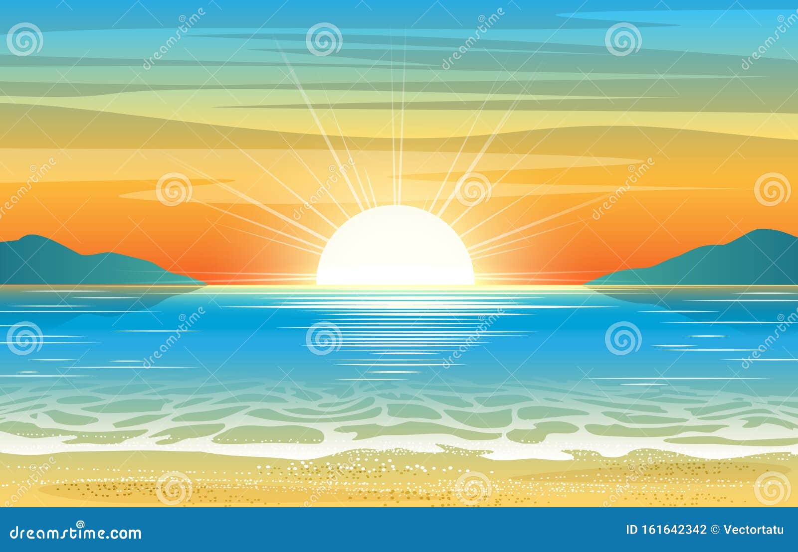 Fondo Del Atardecer Del Mar Ilustración del Vector - Ilustración de rayo,  escena: 161642342