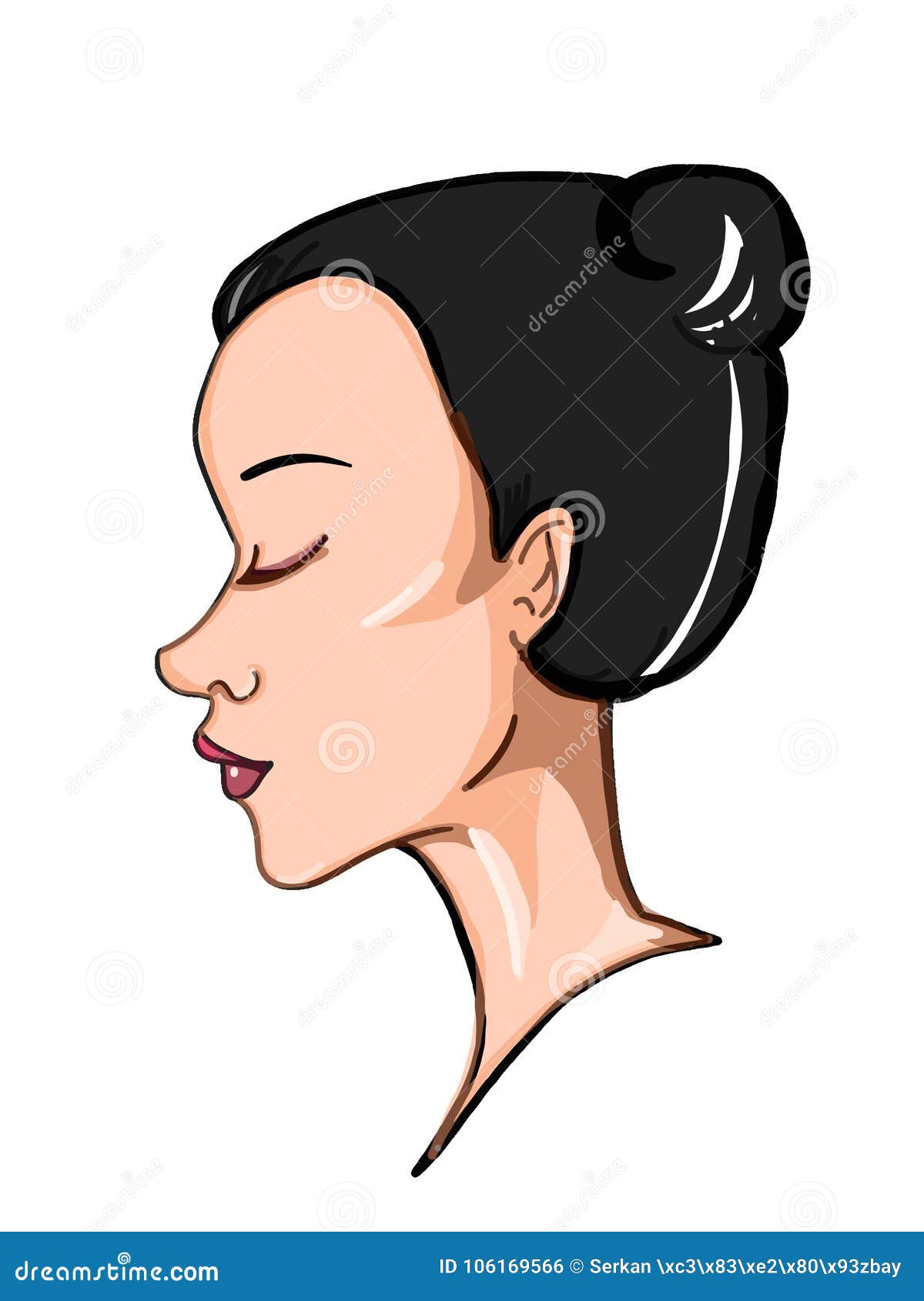 Fondo Del Blanco Del Ejemplo Del Dibujo Del Dibujo Del Ejemplo Del Perfil  De La Cara De La Mujer Stock de ilustración - Ilustración de pelo, pista:  106169566