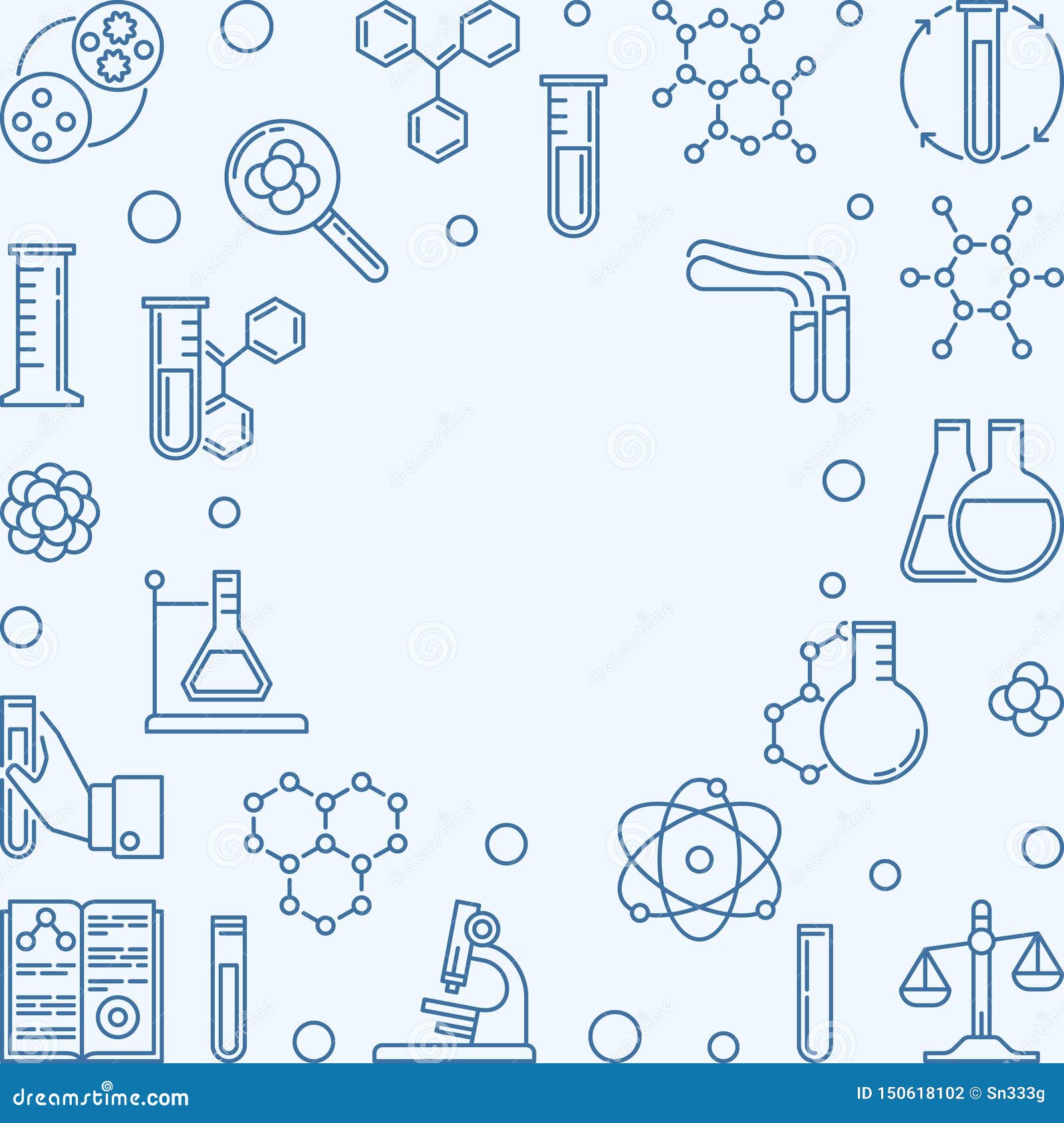 Fondo Del Cuadrado De La Química Con Los Iconos Químicos Azules Del Esquema  Ilustración del Vector - Ilustración de conjunto, libro: 150618102