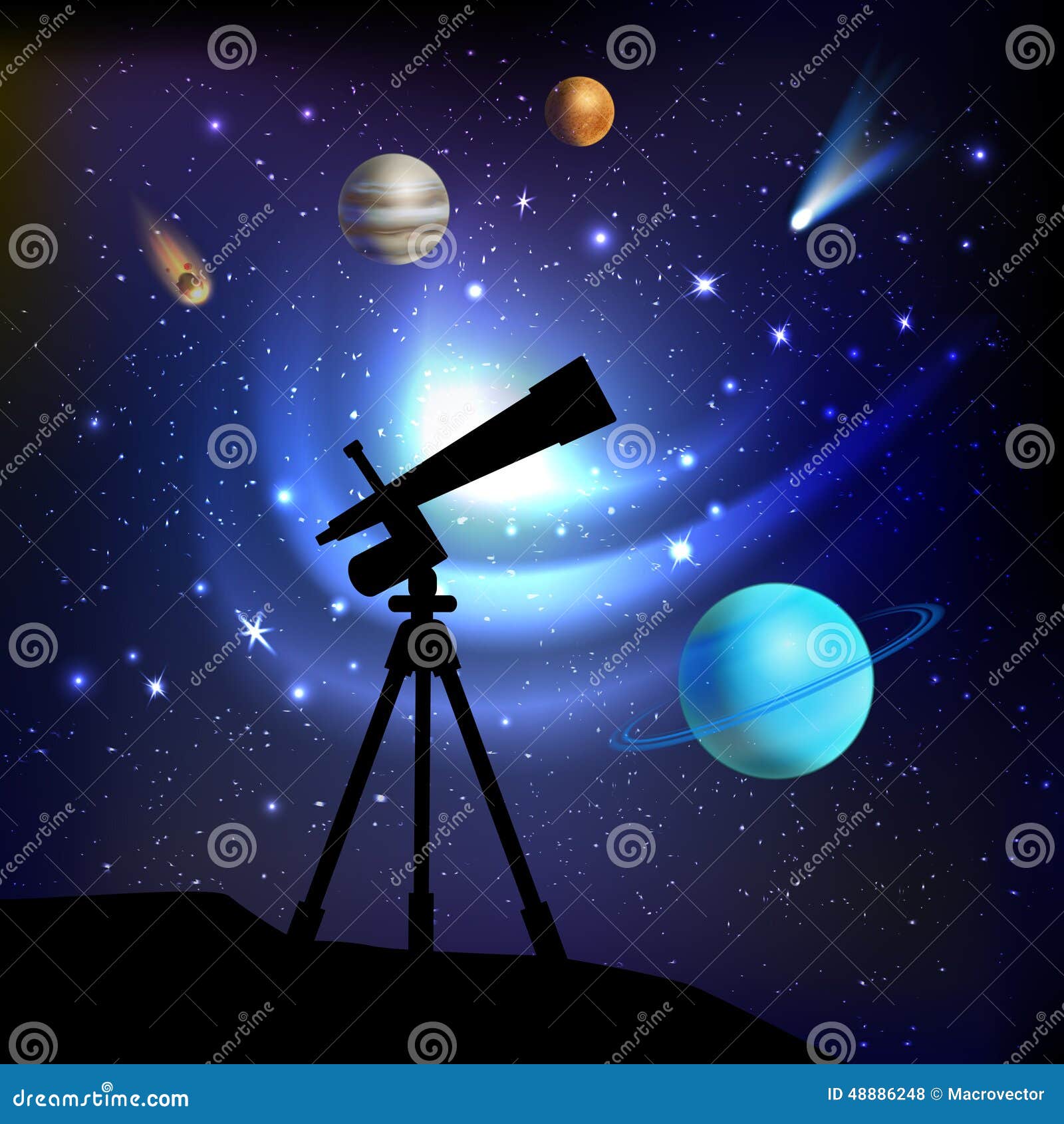 Página De Coloración Del Telescopio Para Niños Ilustración del Vector -  Ilustración de pictograma, silueta: 254515270