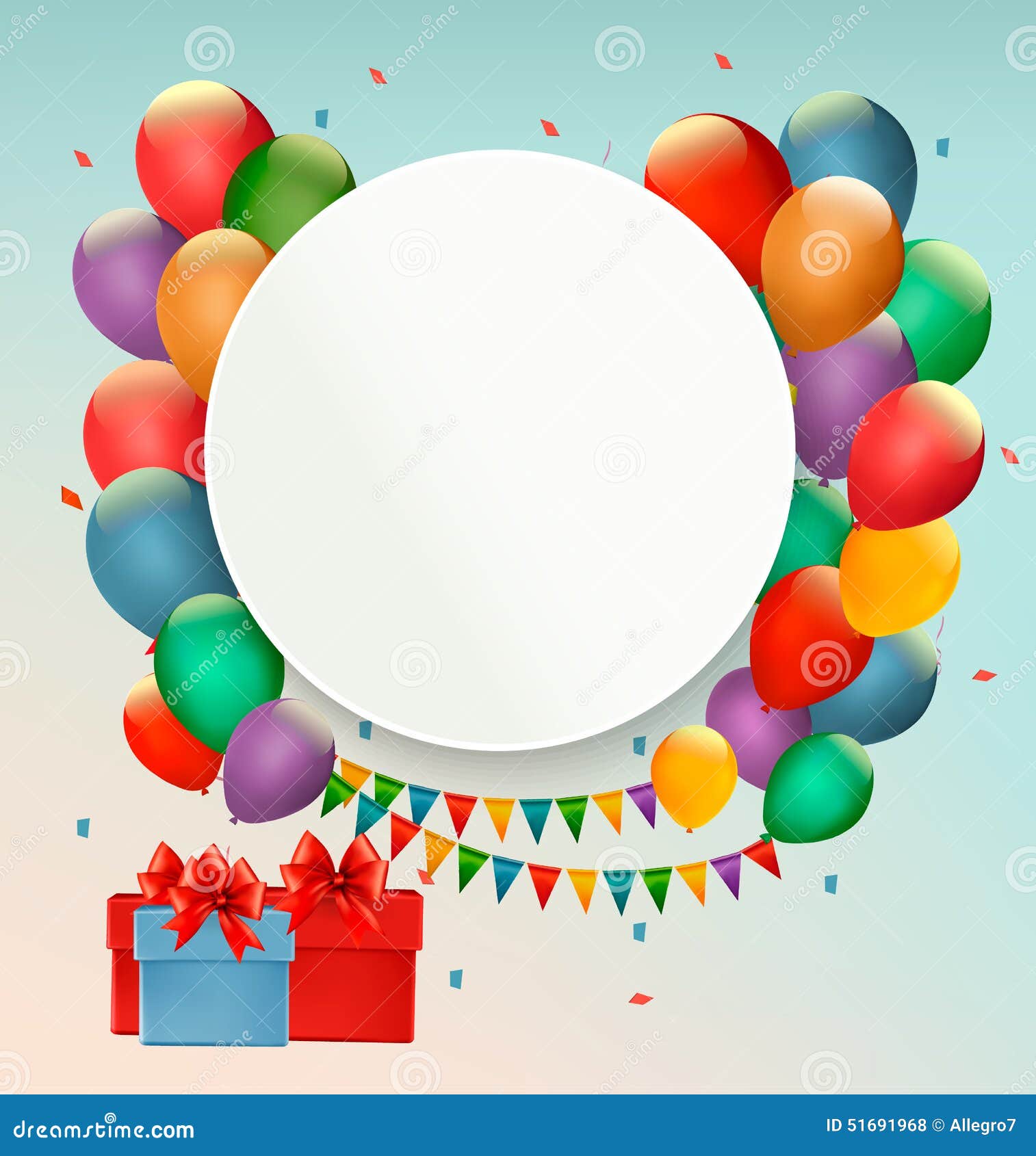 Fondo Del Feliz Cumpleaños Con Los Globos Y Los Presentes Ilustración del  Vector - Ilustración de bola, presentes: 51691968