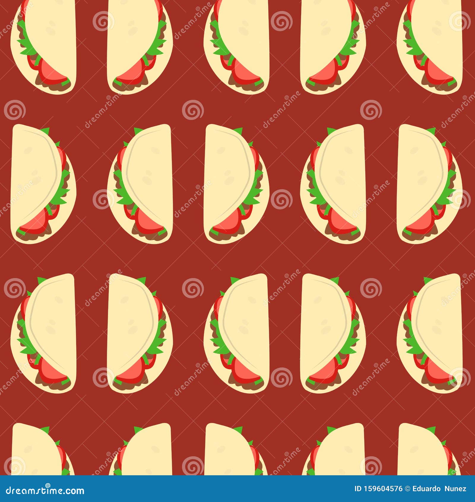 Fondo Del PatrÃ³n De Tacos De Vectores Sin Soldadura Ilustración del Vector  - Ilustración de comensal, rojo: 159604576