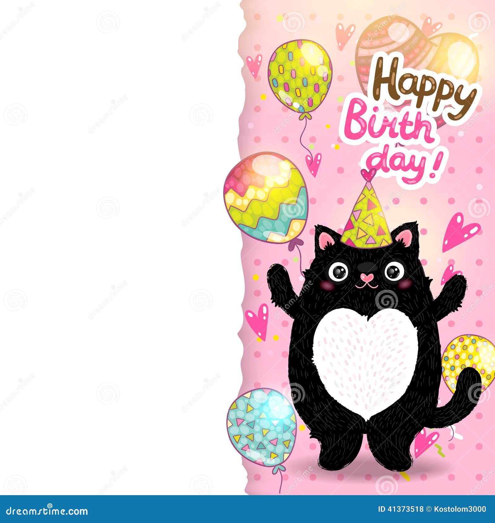 Fondo Felice Del Biglietto Di Auguri Per Il Compleanno Con Un Gatto Illustrazione Vettoriale Illustrazione Di Evento Disegno