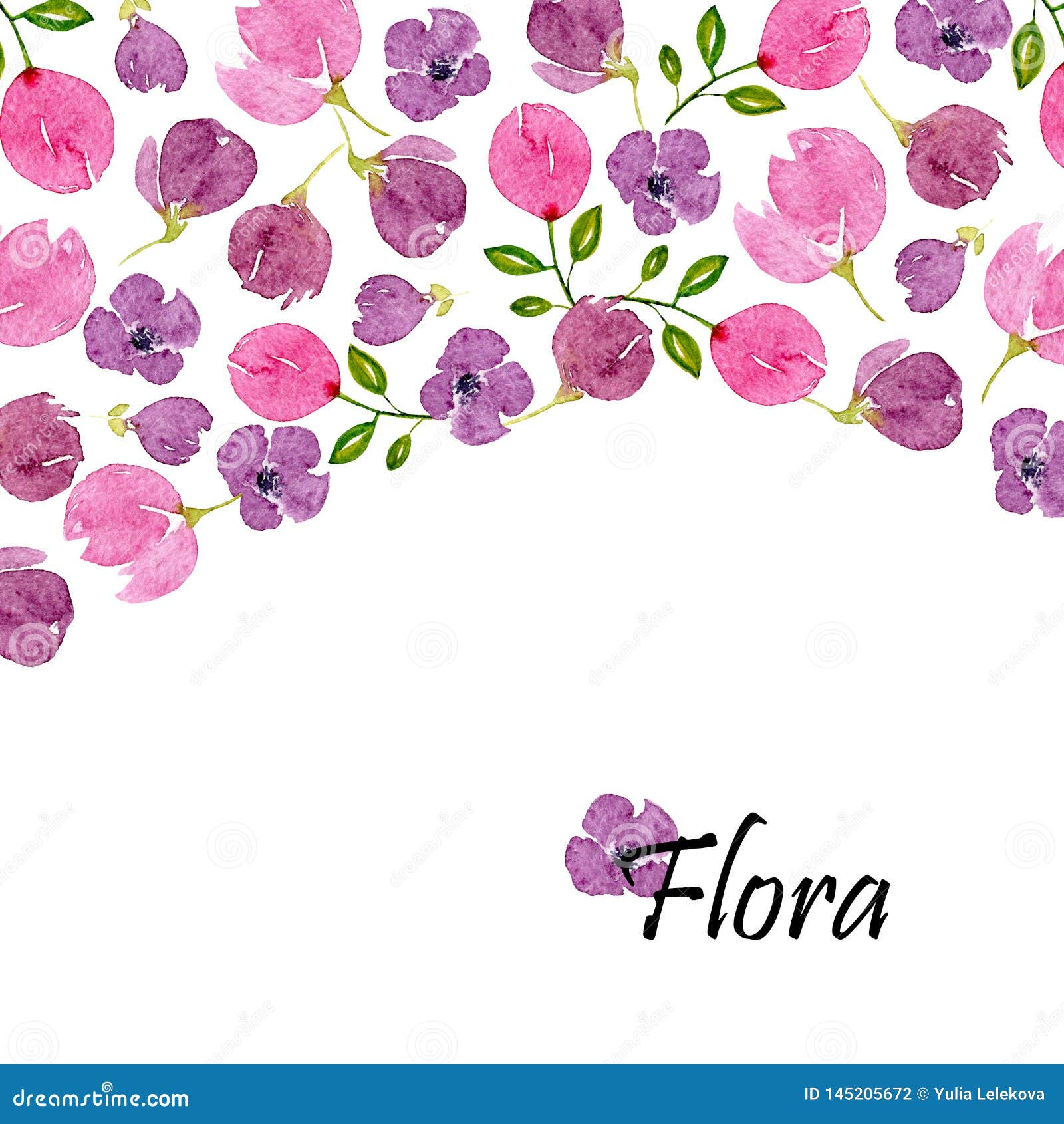 Fondo Floral De La Acuarela Con El Flor De La Lila Y Lugar Para El Texto  Plantilla Con Las Flores Del Rosa Y Violetas Stock de ilustración -  Ilustración de color, planta: