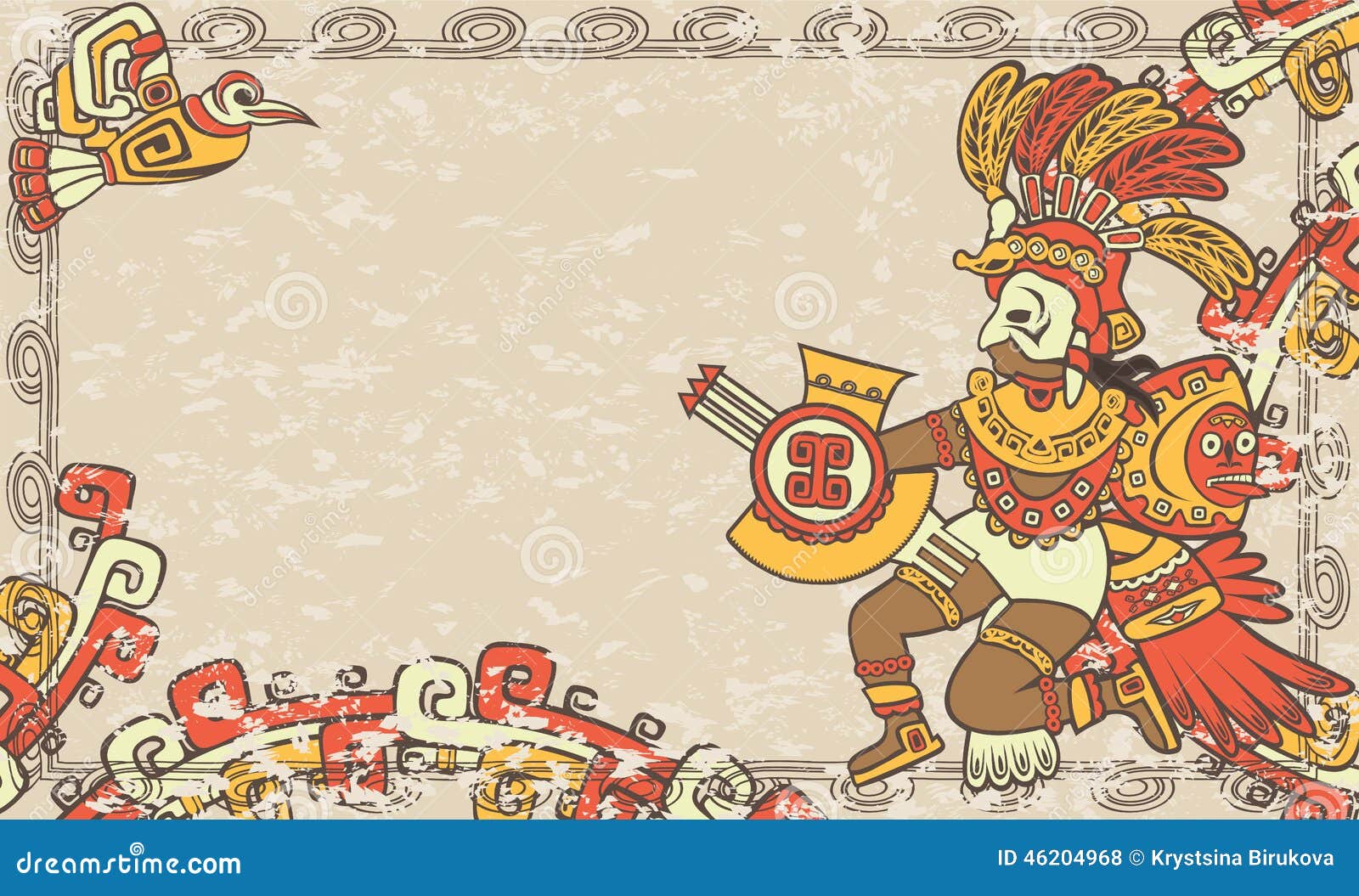 Fondo Horizontal En El Estilo Azteca Ilustración del Vector - Ilustración  de rojo, textura: 46204968