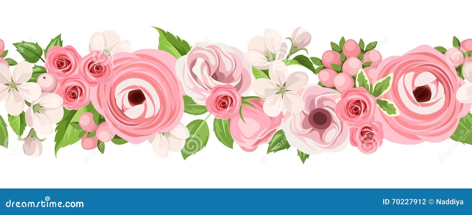 Fondo Inconsútil Horizontal Con Las Flores Rosadas Ilustración Del Vector  Ilustración del Vector - Ilustración de manzana, cubo: 70227912