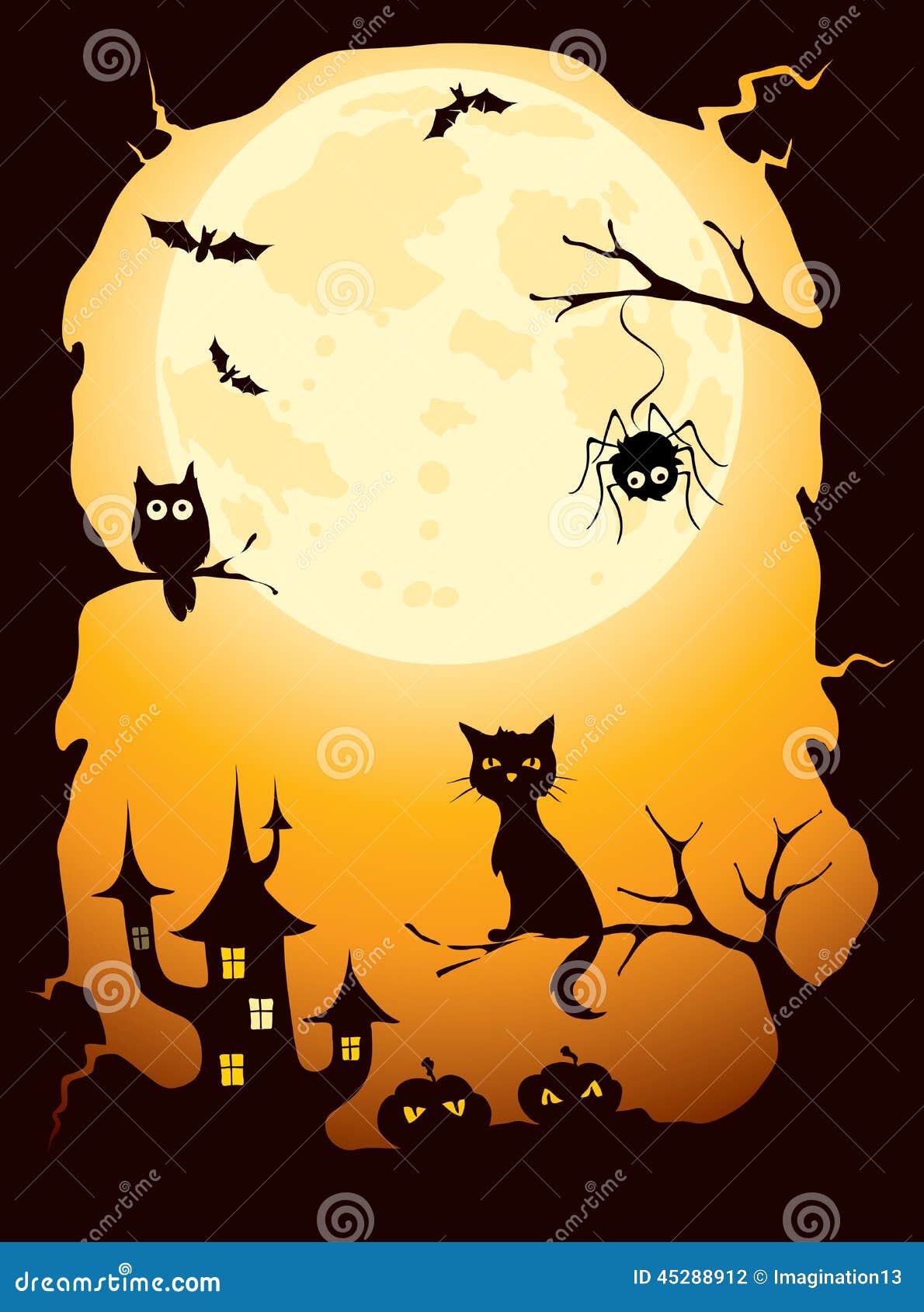 Fondo -- Tarjeta De Halloween Ilustración del Vector - Ilustración de  paisaje, espeluznante: 45288912