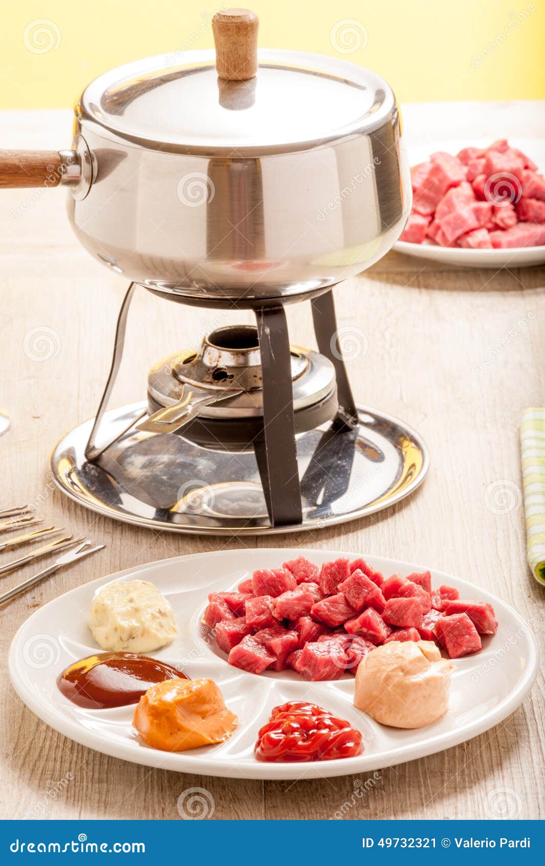 fondue bourguignonne et caquelon 8 Stock Photo