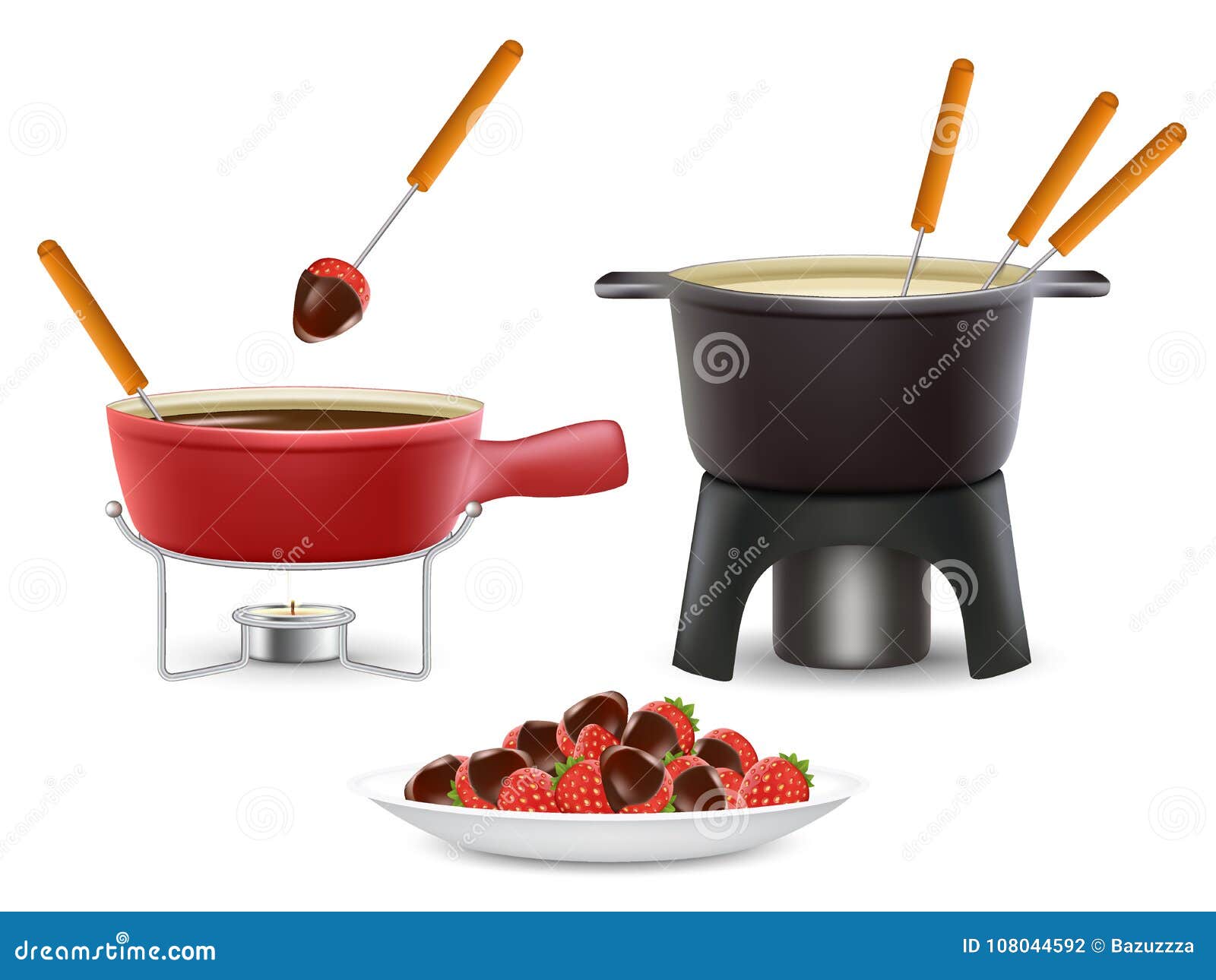 fondue icon set,  realistic 