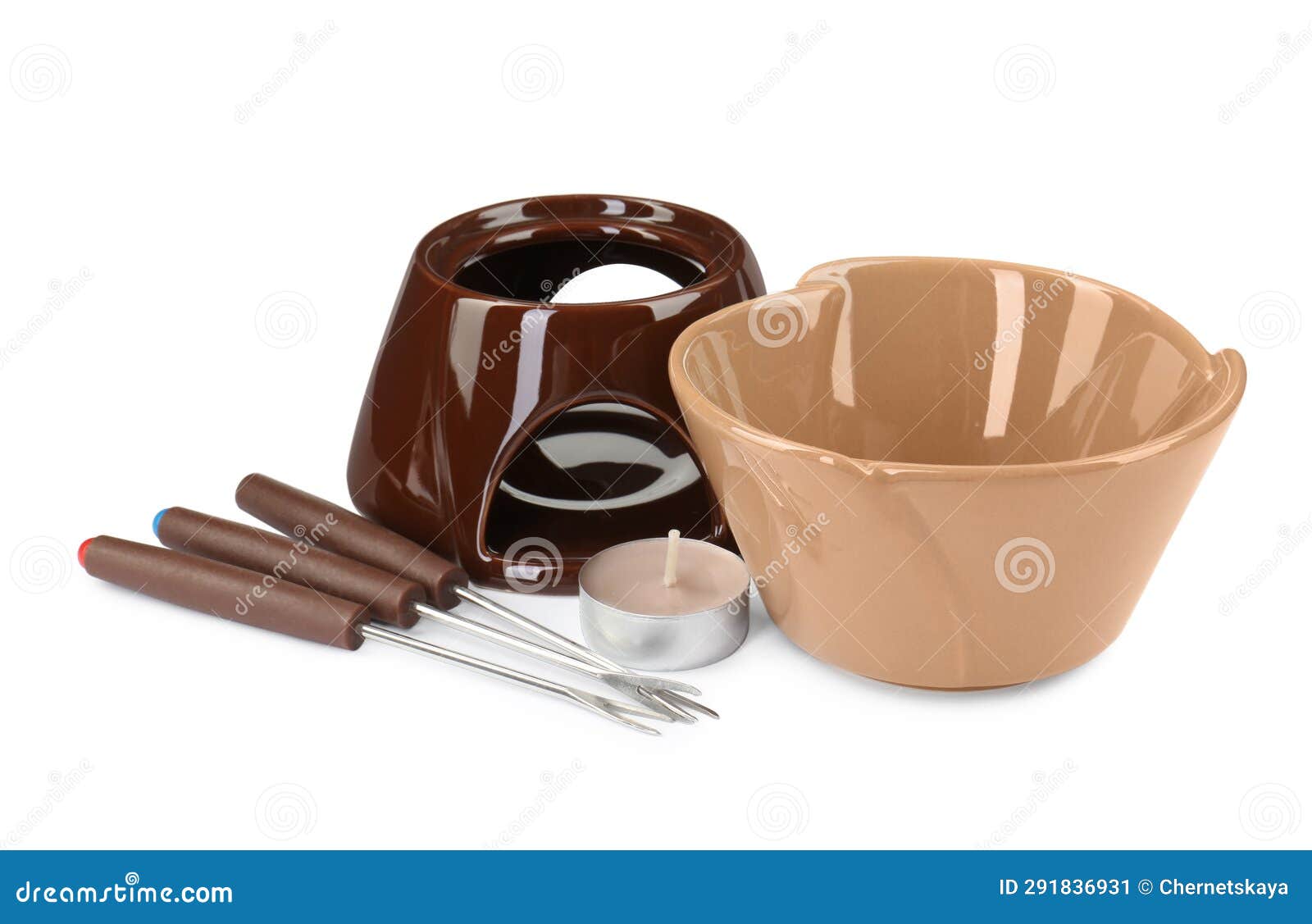 Fondue Set Isolated on White. Kitchen Equipment Stock Image Image of