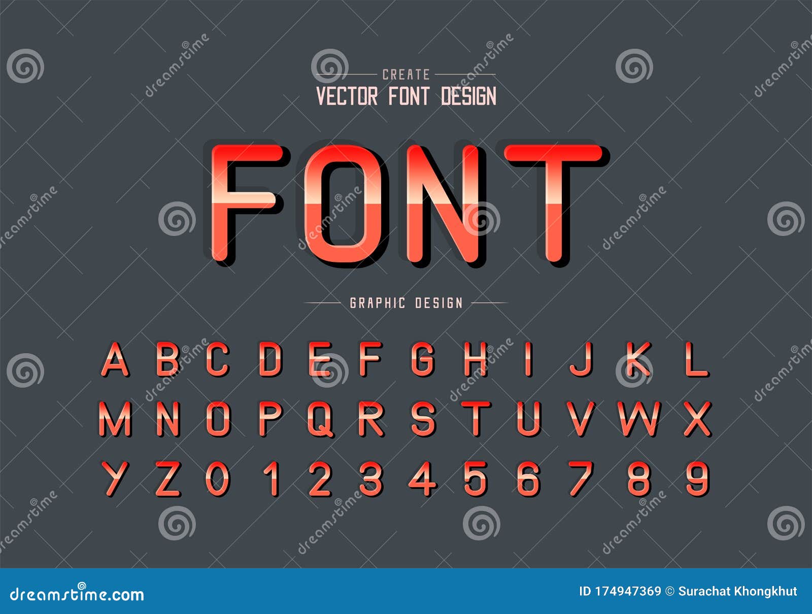 Reflective Font and Alphabet Vector, Gradient Style Typeface Letter and ...