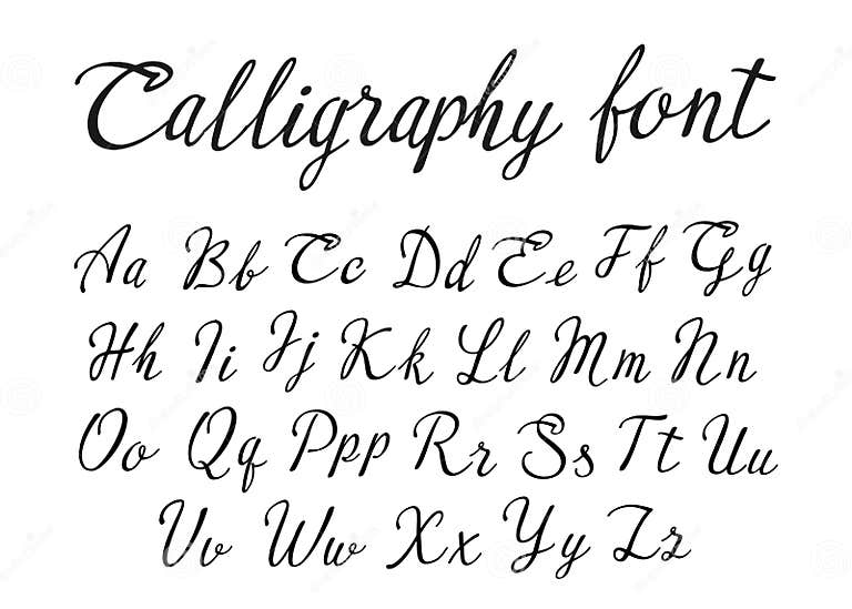 Font calligraphy black stock vector. Illustration of black - 114696645