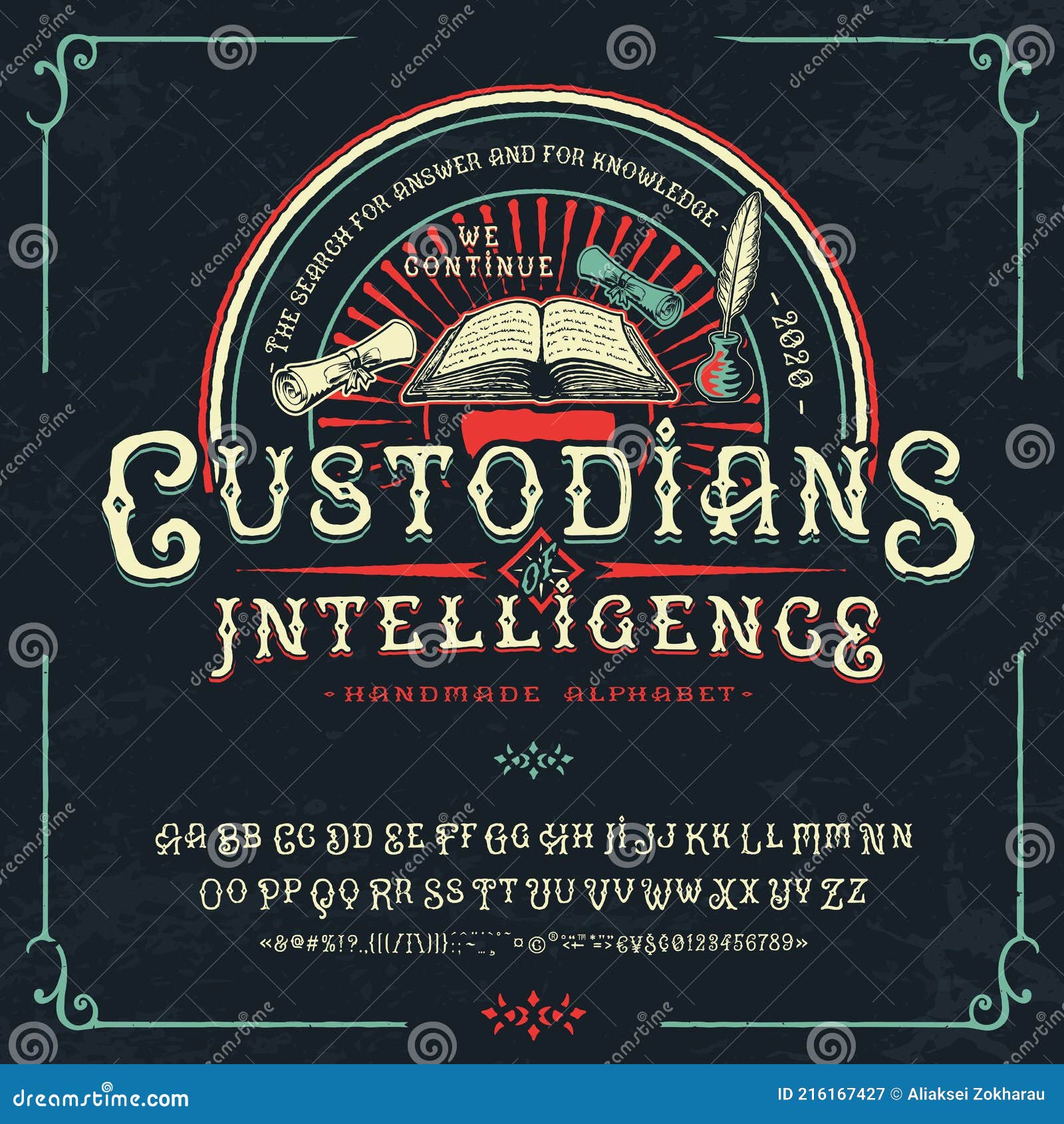 font custodians of intelligence. craft retro type