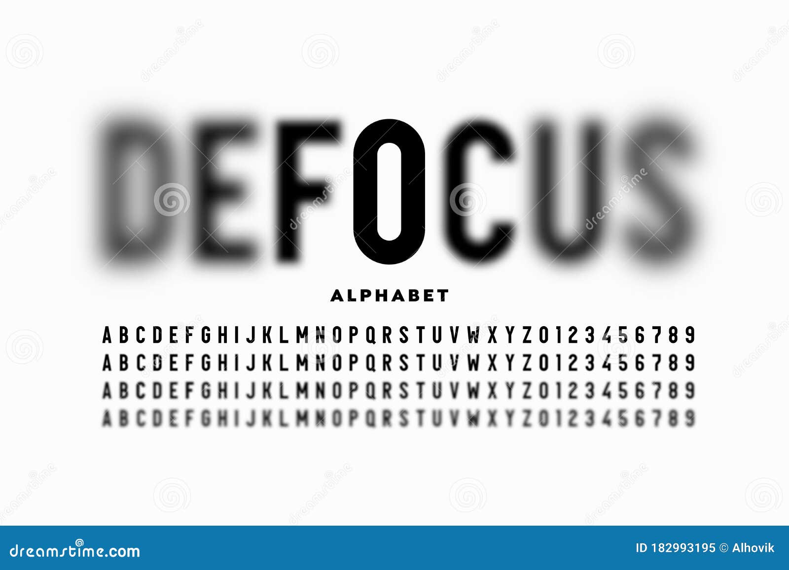 Font Design with Focused and Defocused Letters Stock Vector