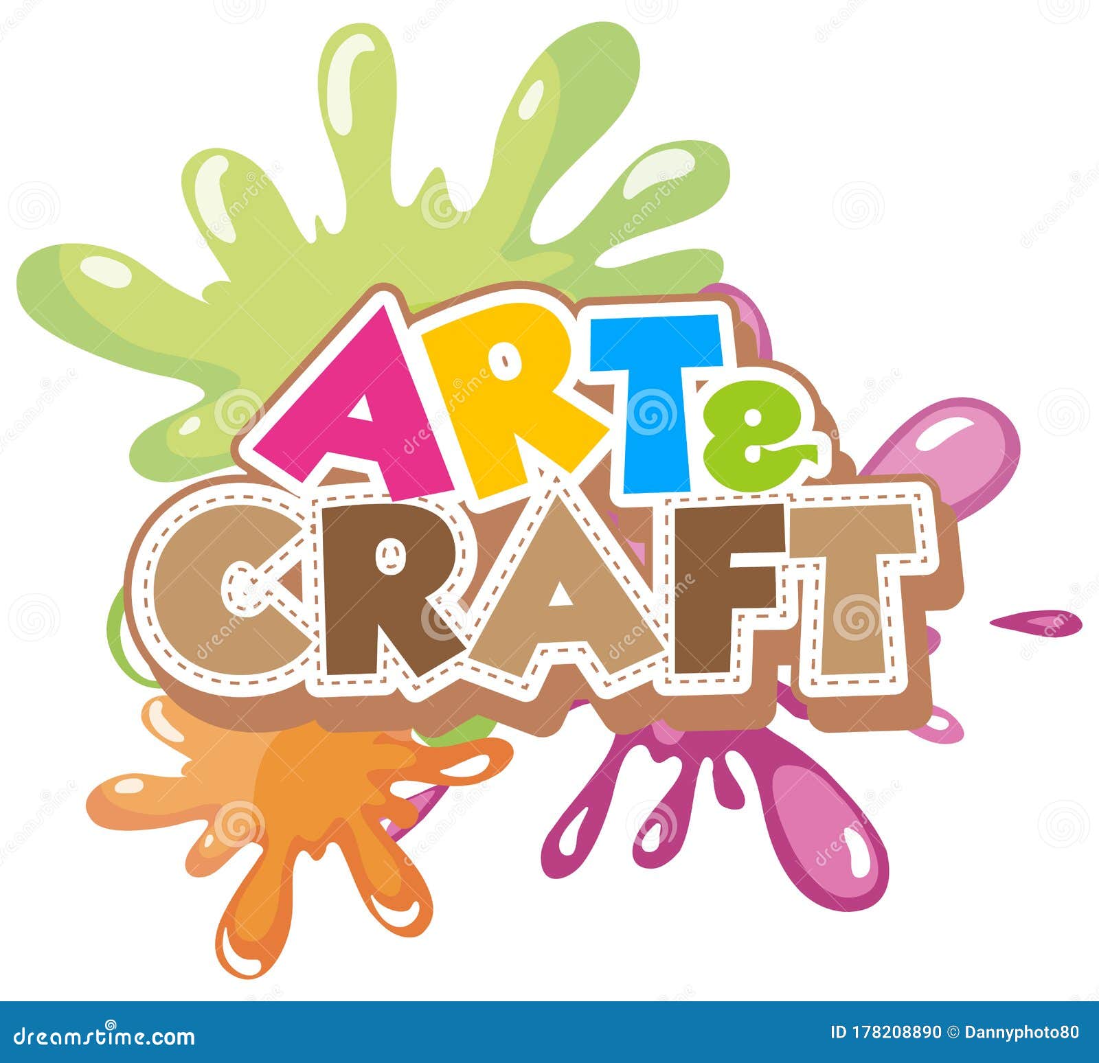 Font Design for Word Art and Craft with Watercolors in Background Stock