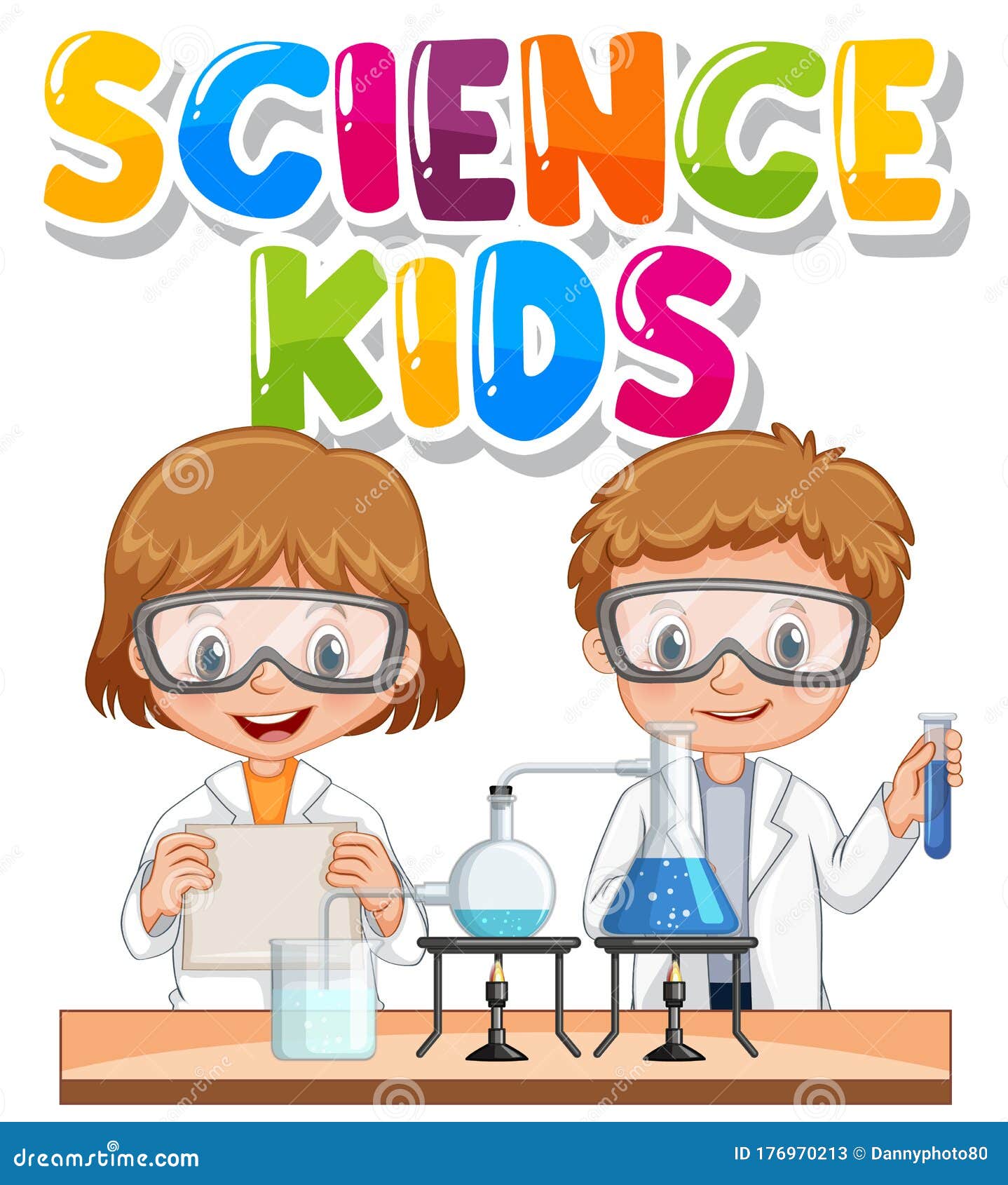 Science For Kids. Cartoon Scientist, Collection Of Vector Illustration