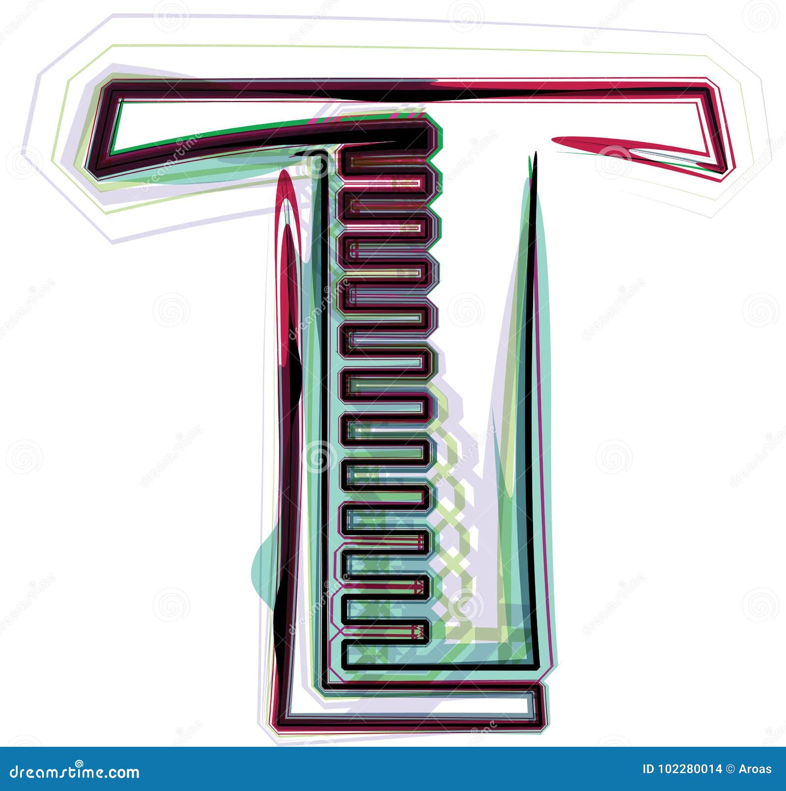 Font Illustration Letter T stock vector. Illustration of scribble ...