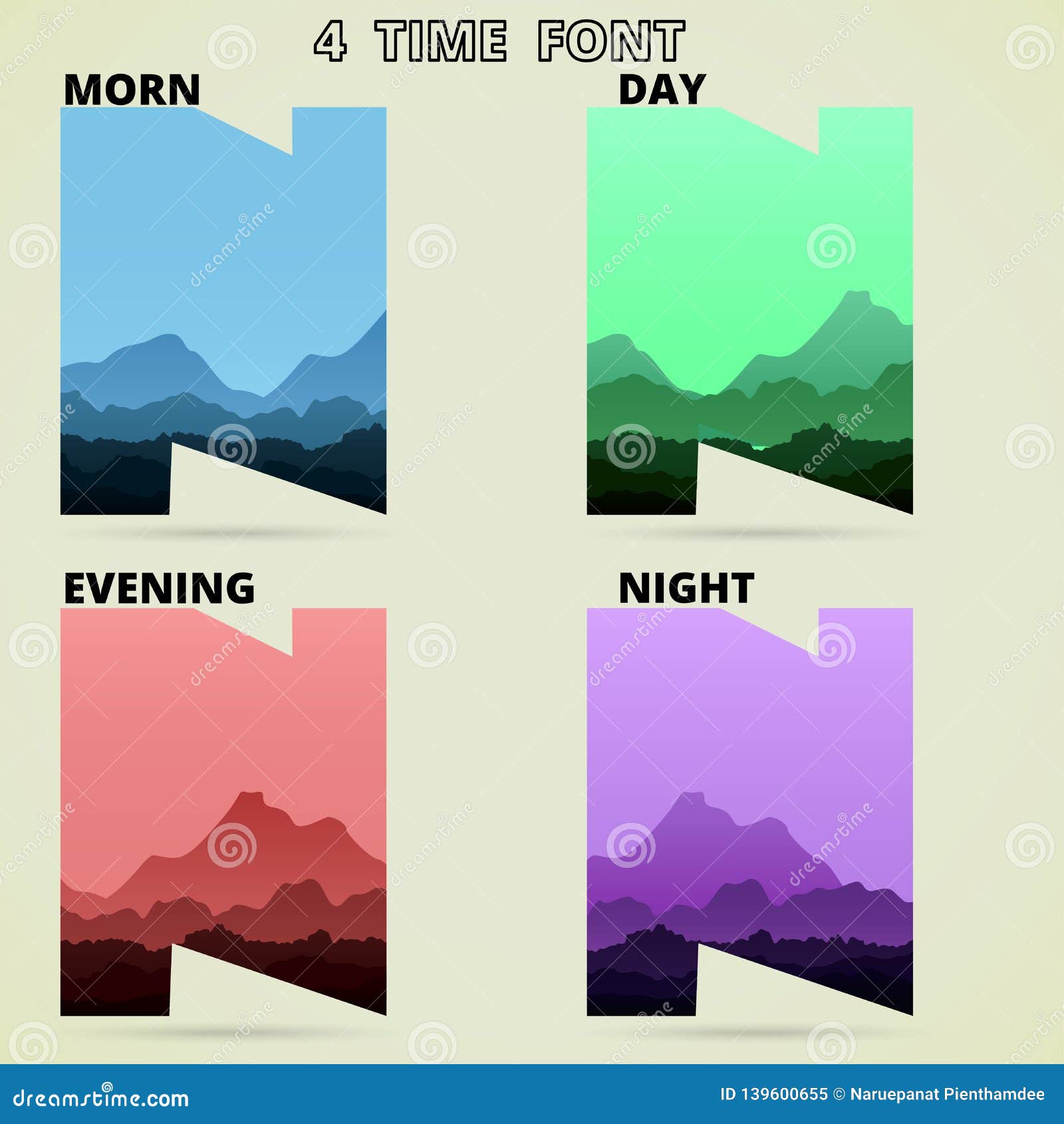4 Time 4 color Font N vector. of nature 139600655
