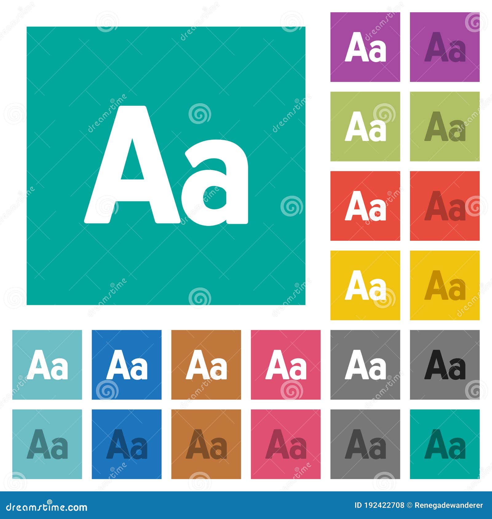 font size square flat multi colored icons
