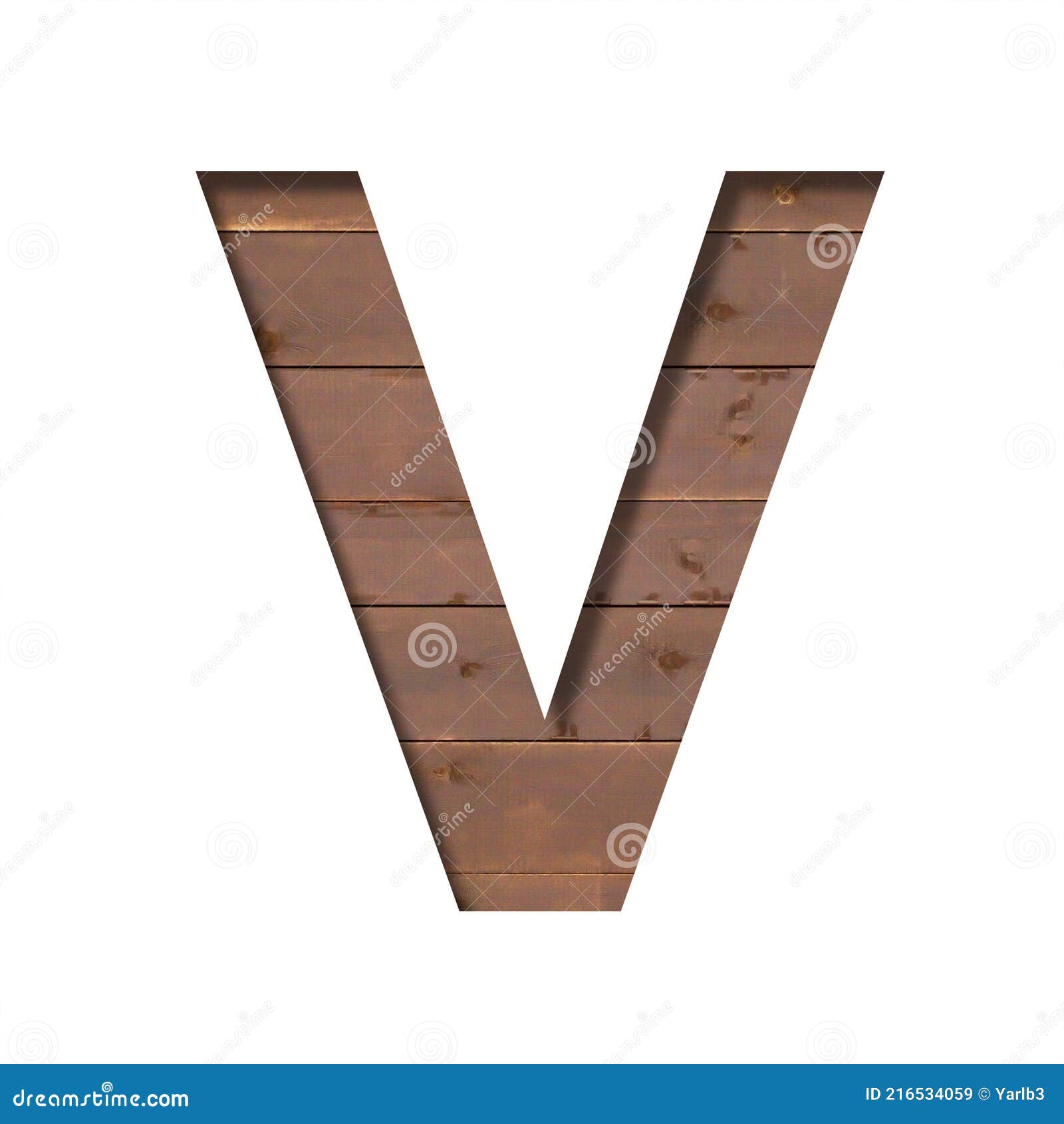font on texture of wooden boards. letter v, cut out of paper on a background of real rustick wood wall. volumetric white fonts