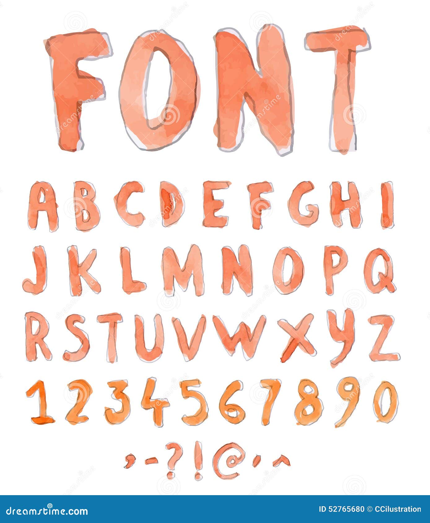 Download Font Watercolor. Handwritten Vector Illustration Stock ...